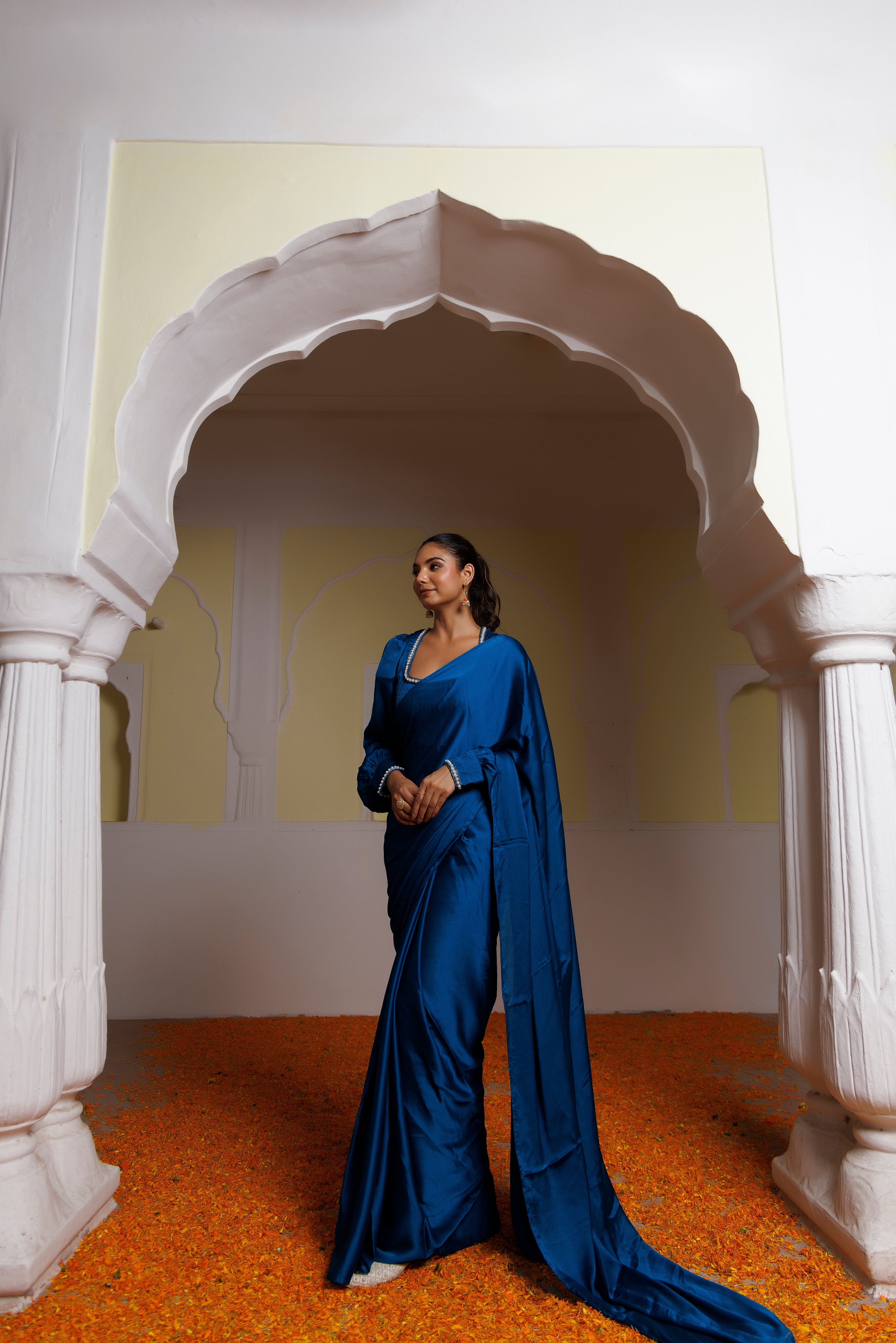 Ocean Blue Vanilla Saree - By Ragavi - qivii