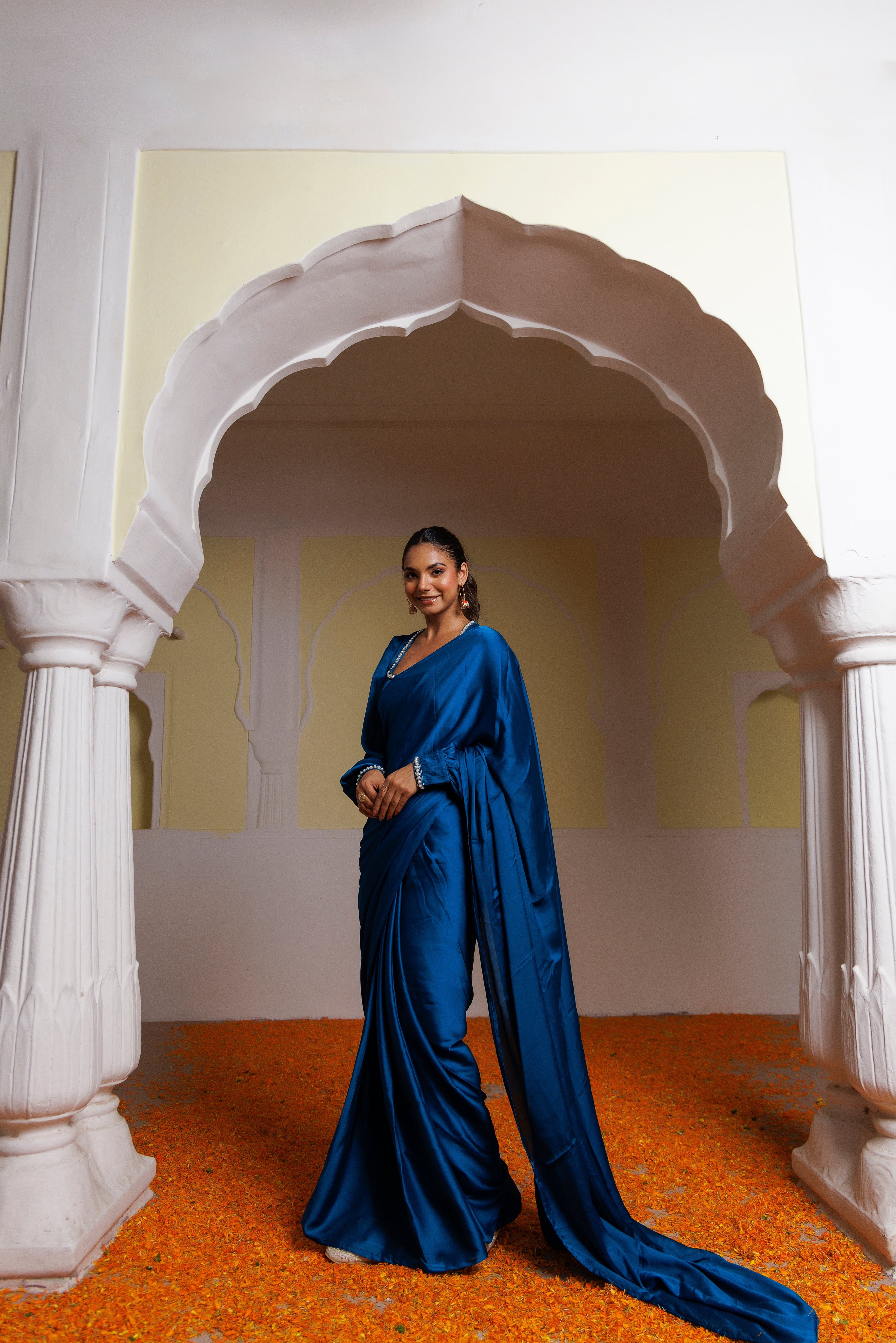 Ocean Blue Vanilla Saree - By Ragavi - qivii