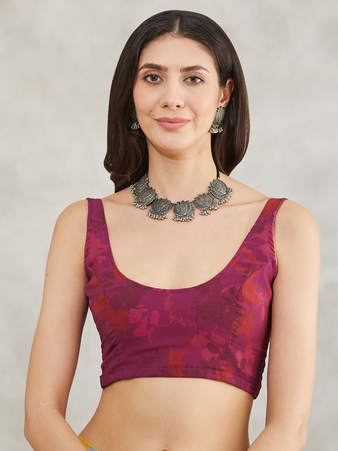 Janasya Women's Grey Georgette Abstract Printed Printed Saree with Blouse Piece - qivii