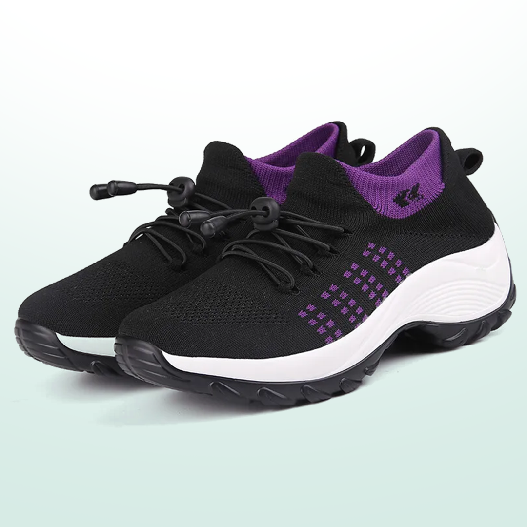 Ambulo Orthopädische Schuhe Strickstoff - Lila Schwarz - By Qivii