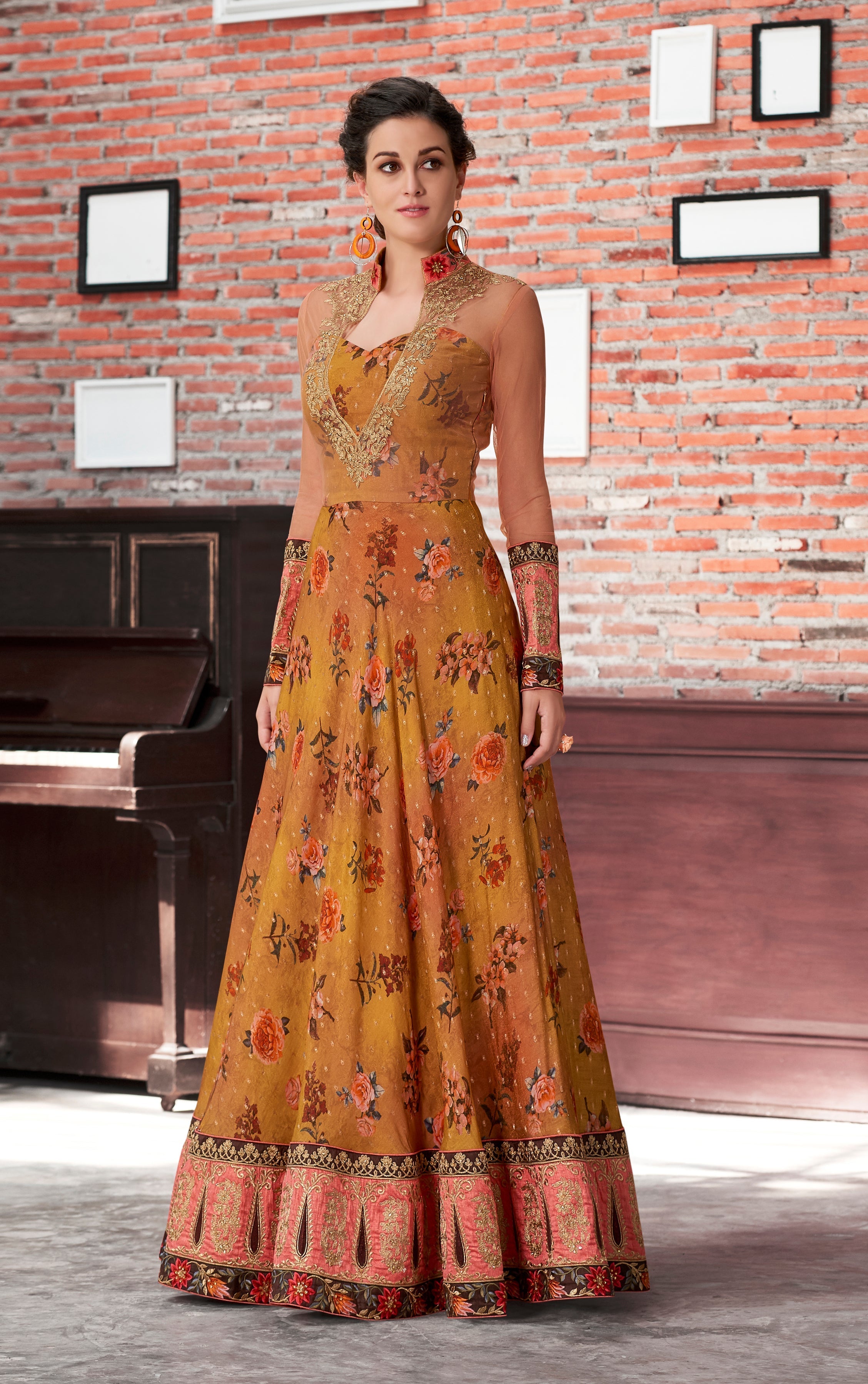 Pure Elegance: Digital Print Chanderi Silk Lehenga Set - qivii