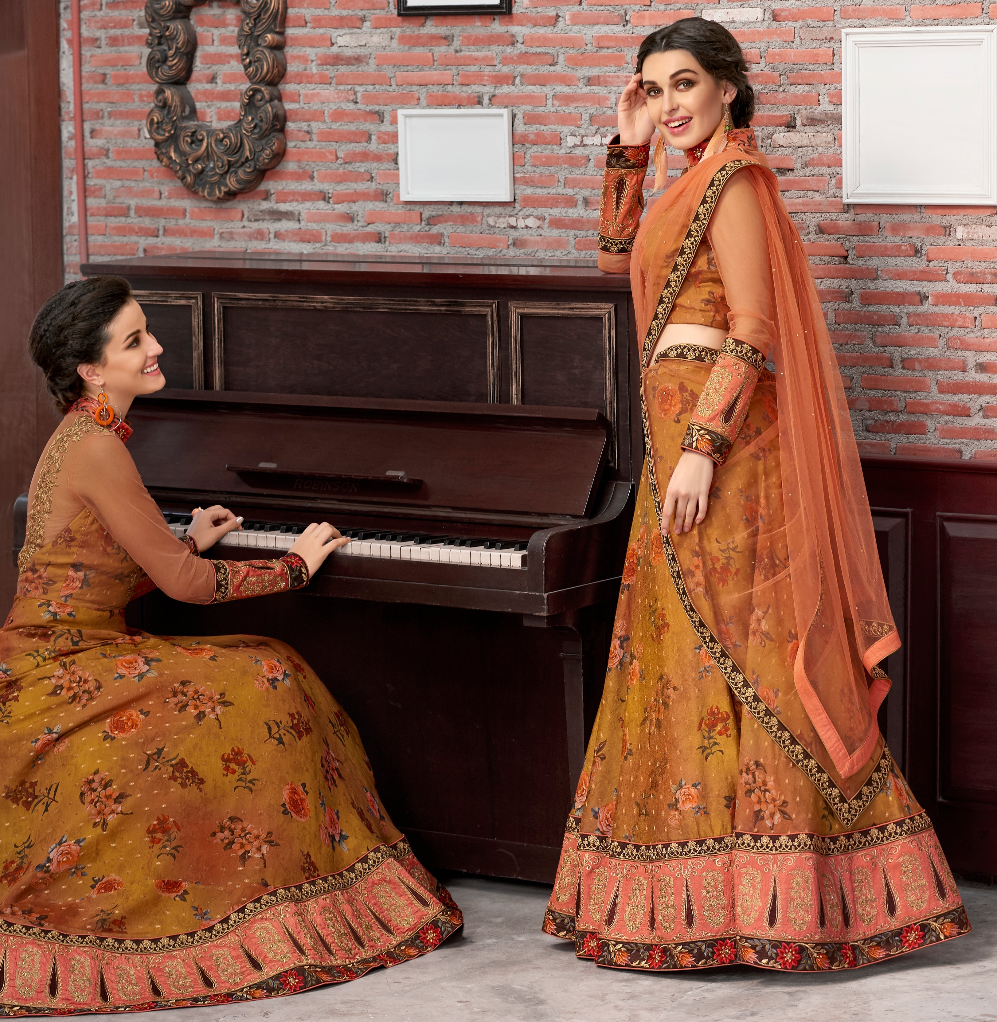 Pure Elegance: Digital Print Chanderi Silk Lehenga Set - qivii