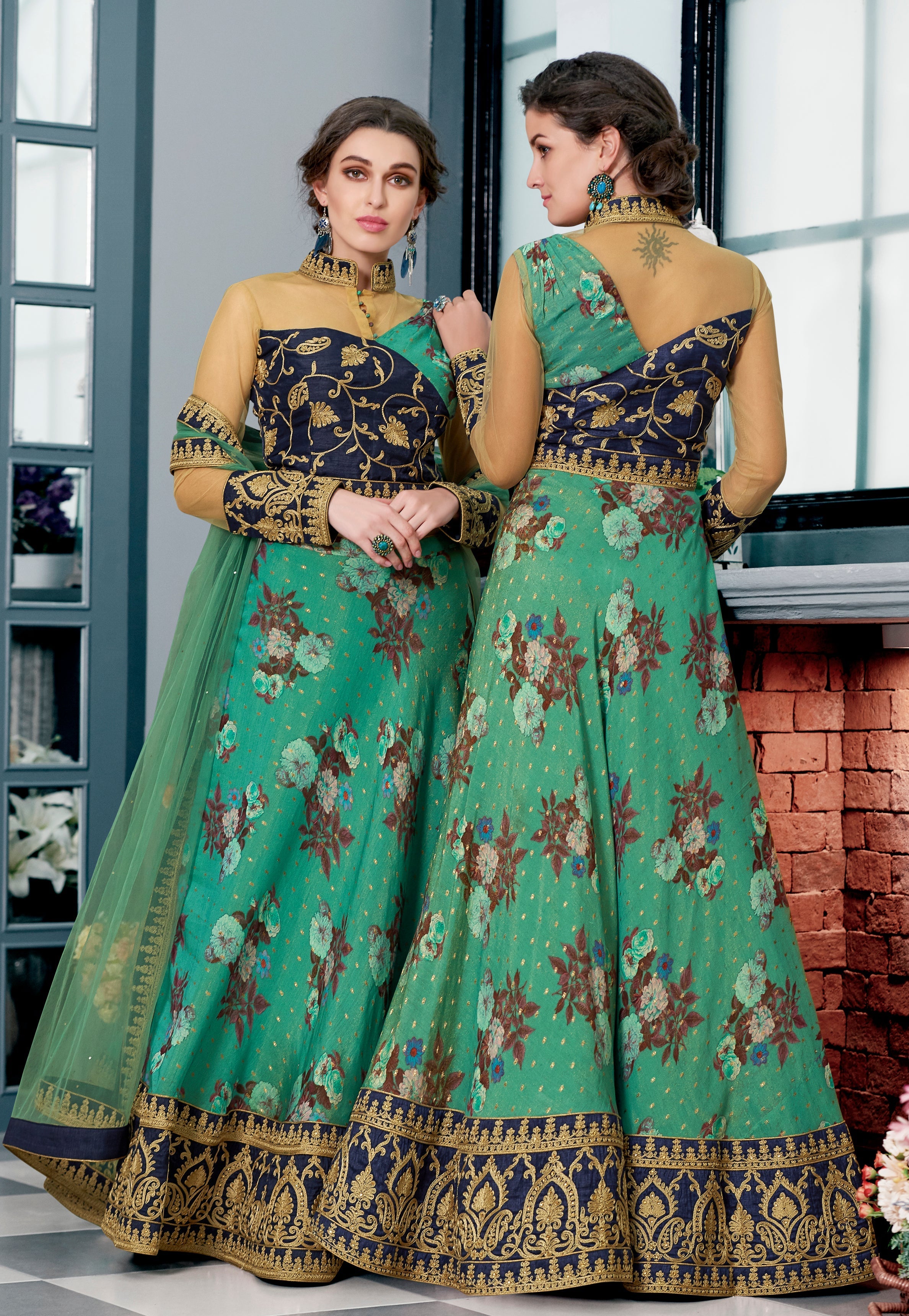 Floral Delight: Pure Chanderi Silk Lehenga Set - qivii