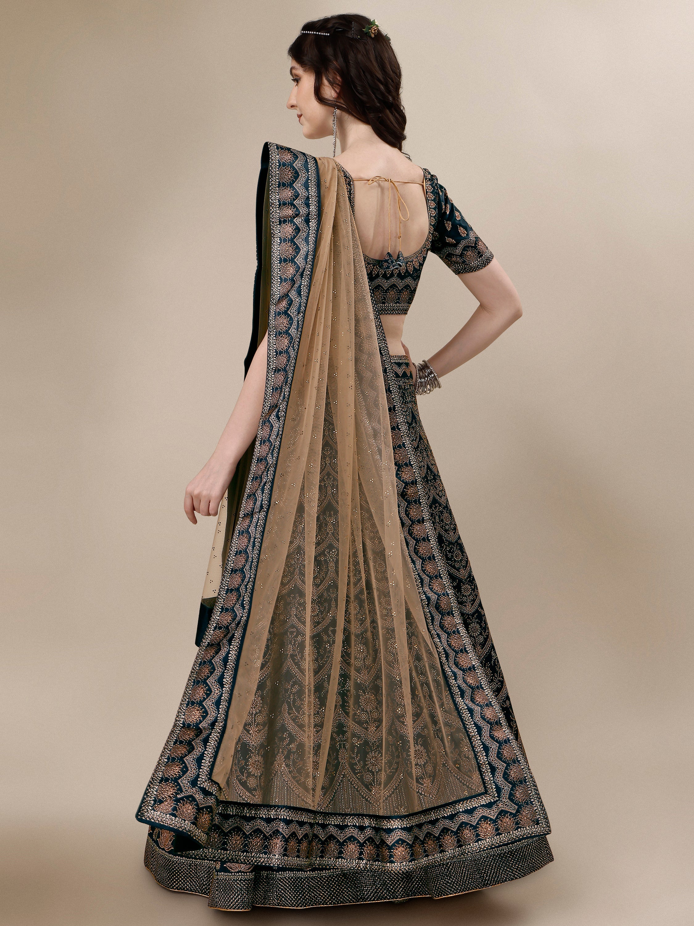 Dazzling Elegance: Swarovski Adorned Bridal and Semi-Bridal Lehengas - qivii