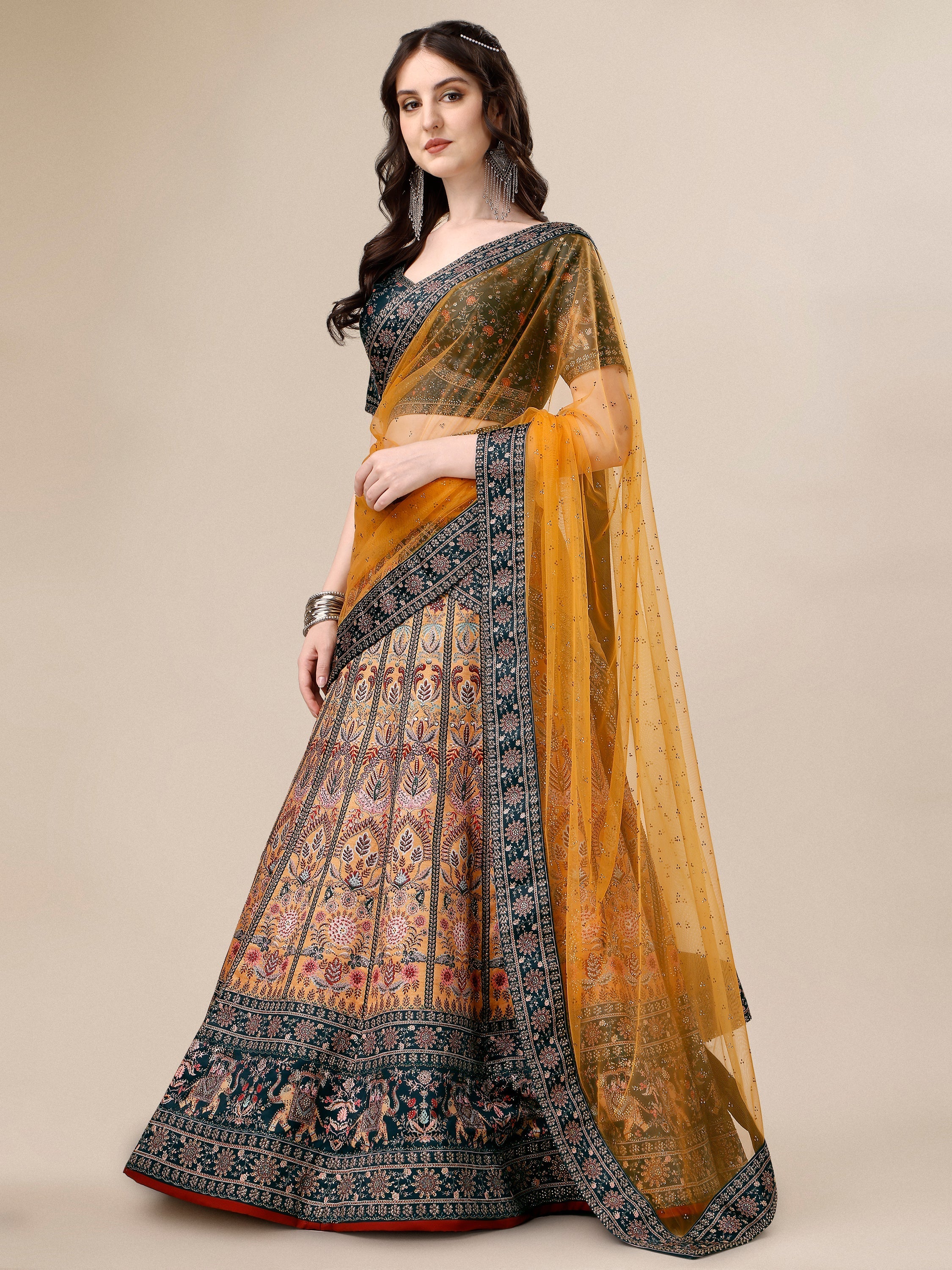 Glimmering Elegance: Swarovski Embellished Lehengas for Bridal and Semi-Bridal Occasions - qivii