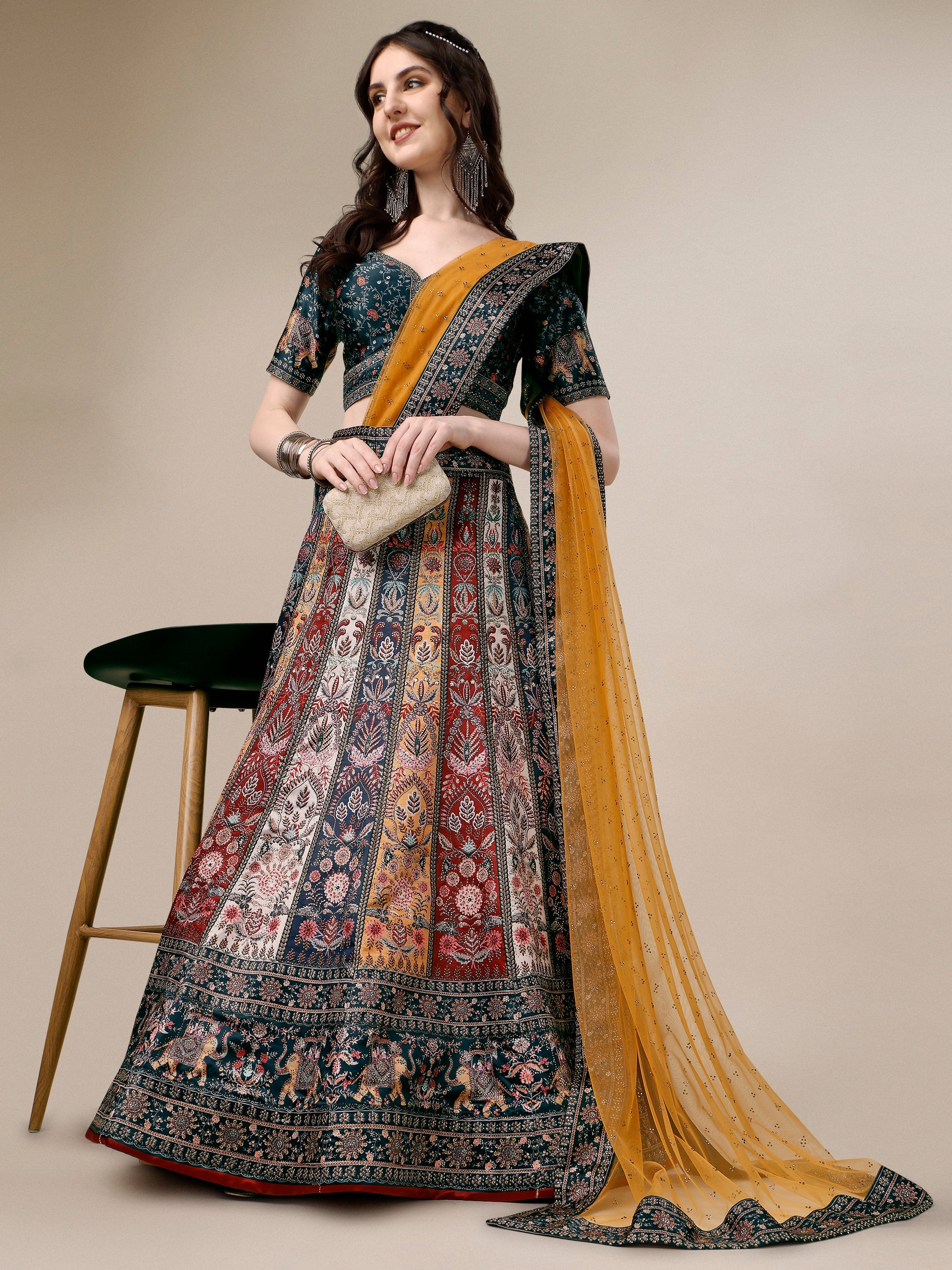 Crystal Radiance: Swarovski Designer Lehengas for Bridal Elegance - qivii
