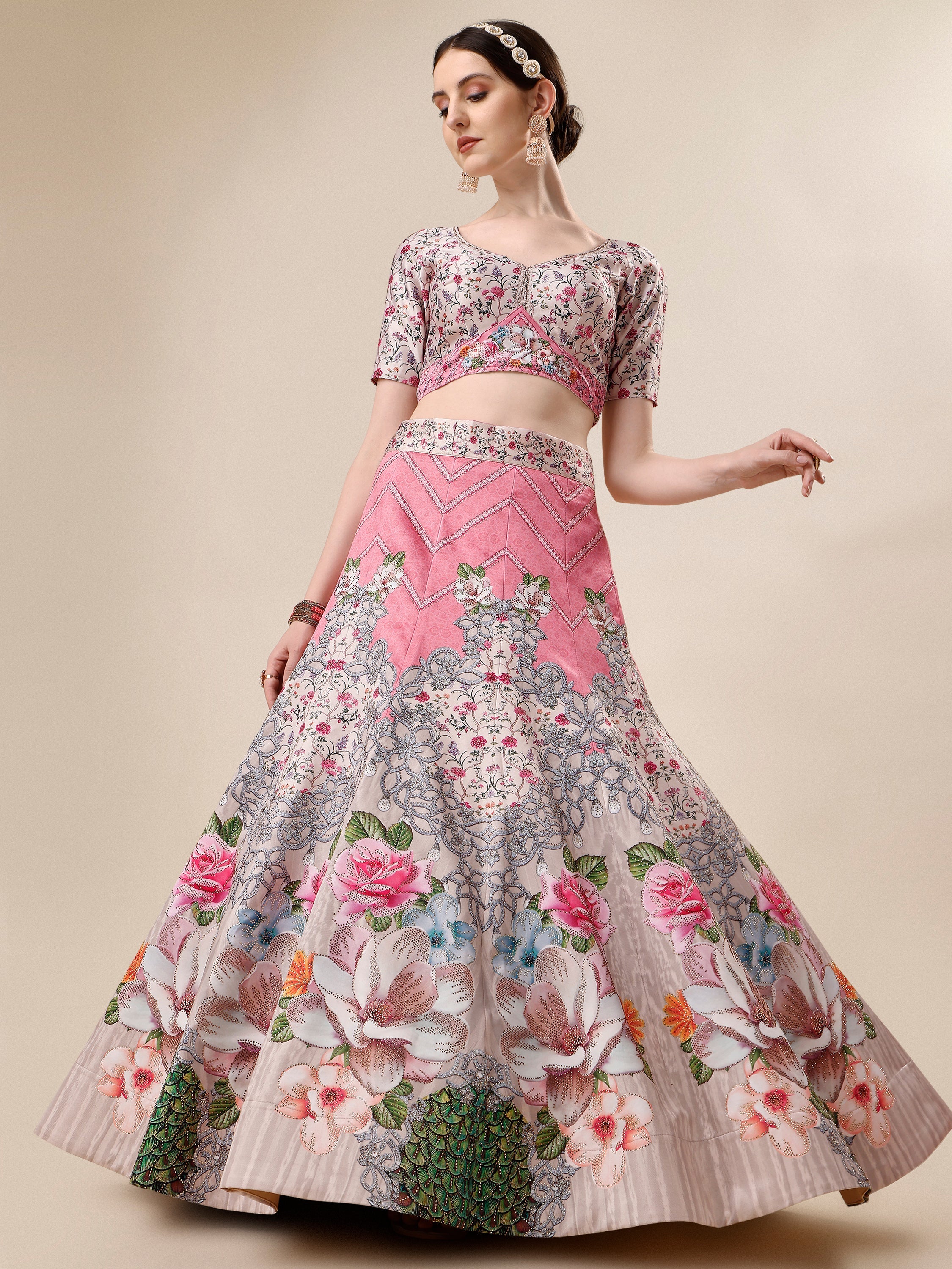 Glamour in Crystal: Swarovski Designer Lehengas for Bridal Bliss and Semi-Bridal Eleganc - qivii