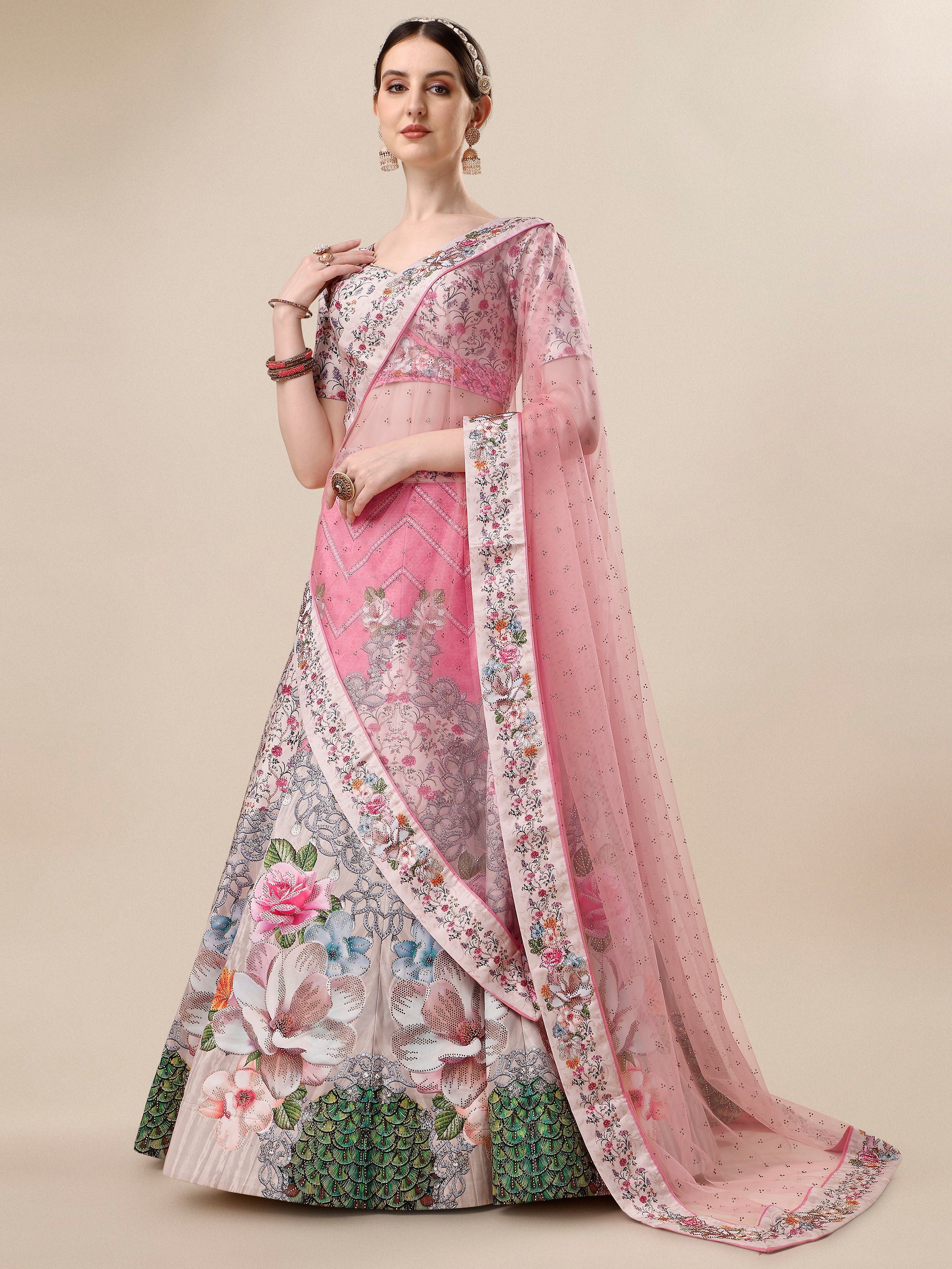 Glamour in Crystal: Swarovski Designer Lehengas for Bridal Bliss and Semi-Bridal Eleganc - qivii