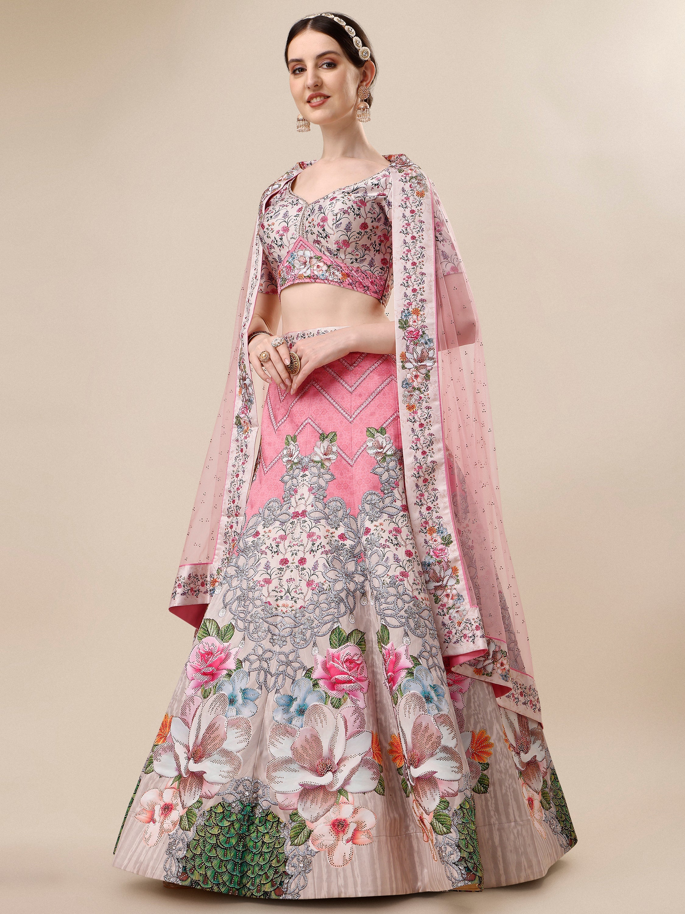 Glamour in Crystal: Swarovski Designer Lehengas for Bridal Bliss and Semi-Bridal Eleganc - qivii