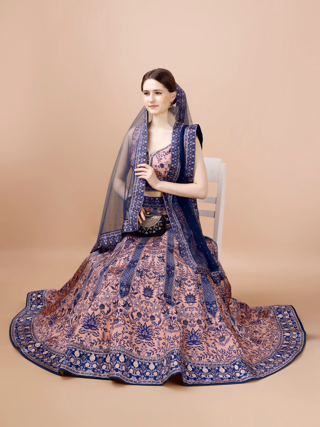 Crystal Dreams: Swarovski-Embroidered Digital Print Lehenga - qivii