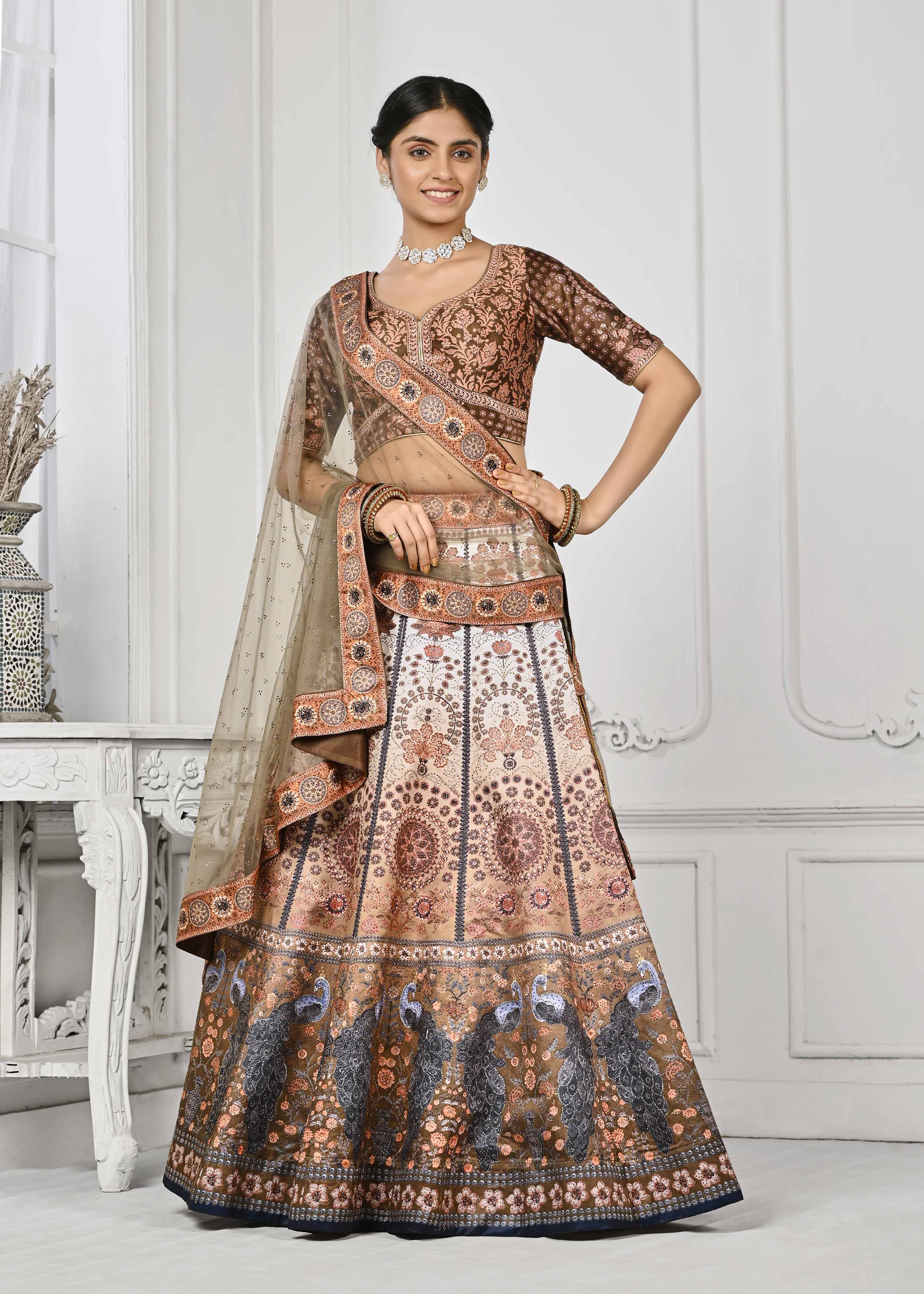 Dazzling Digital Dreams: Swarovski Crystal-Adorned Lehenga - qivii