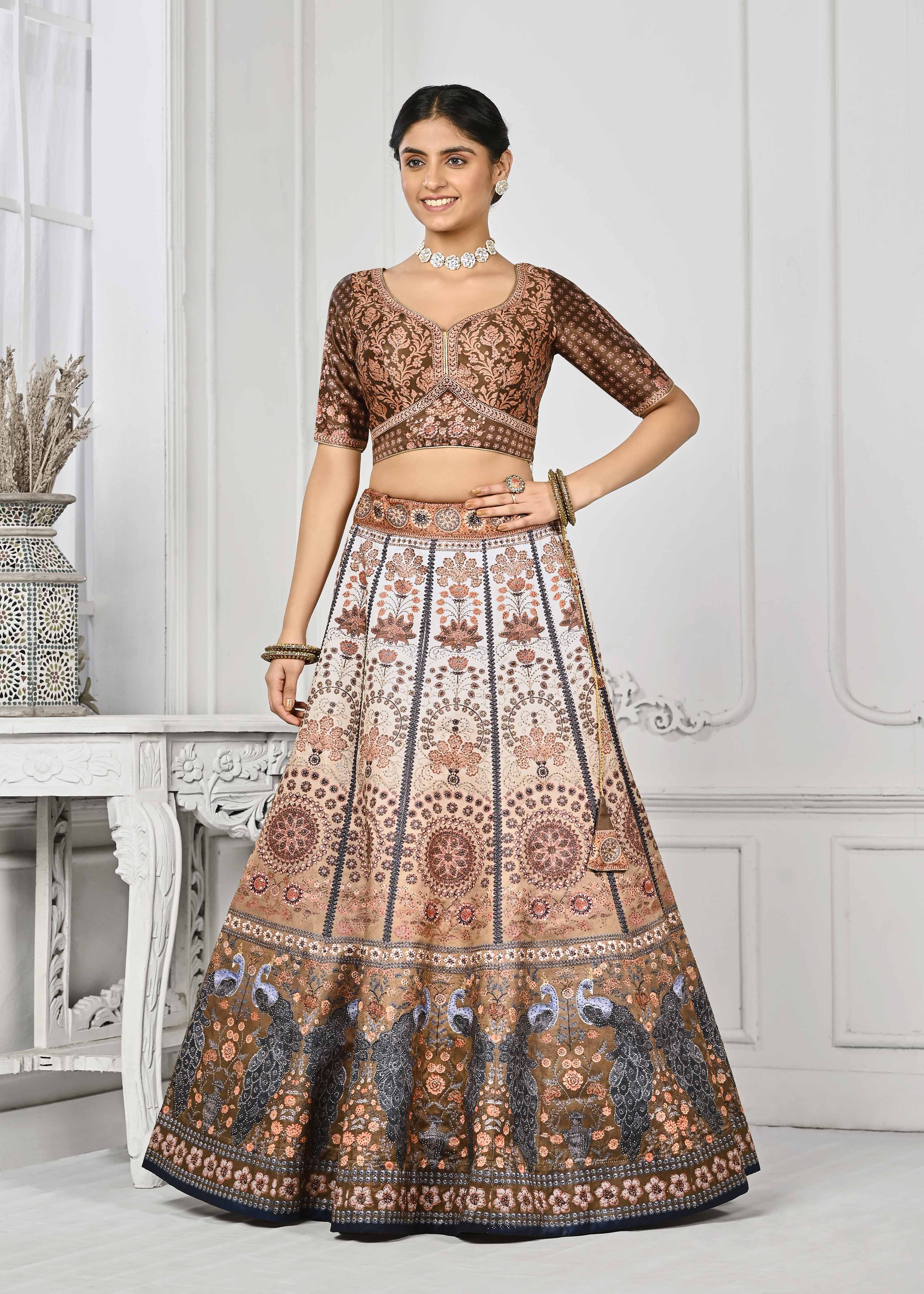 Dazzling Digital Dreams: Swarovski Crystal-Adorned Lehenga - qivii