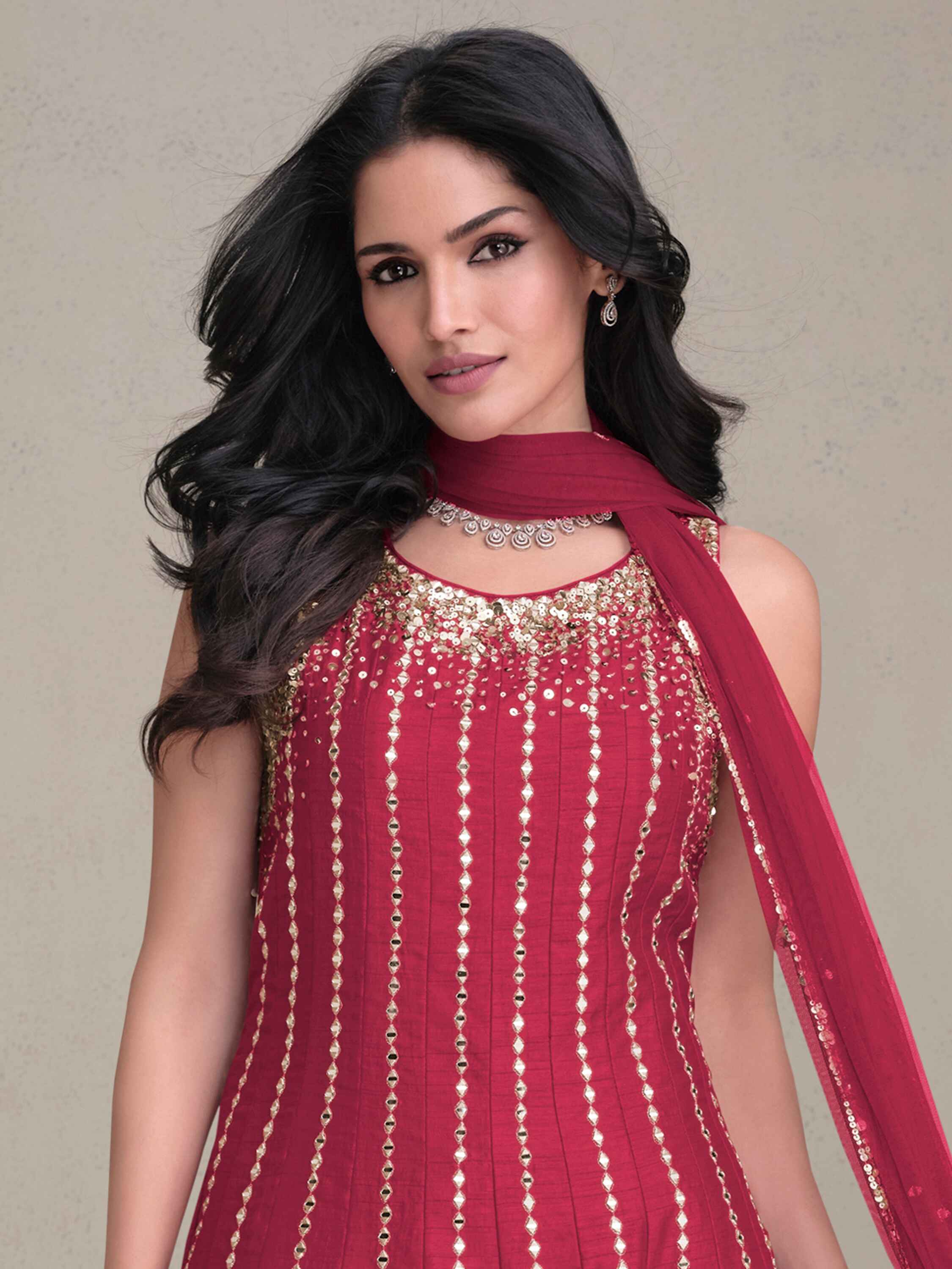 Attractive Pink Sequins Silk Designer Dhoti Suit With Dupatta for women