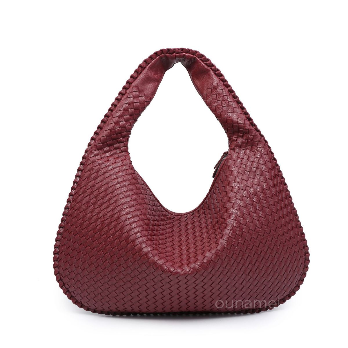 Ounamei Vintage Woven Vegan Leather Hobo Bag Large Shoulder Handbag for Women