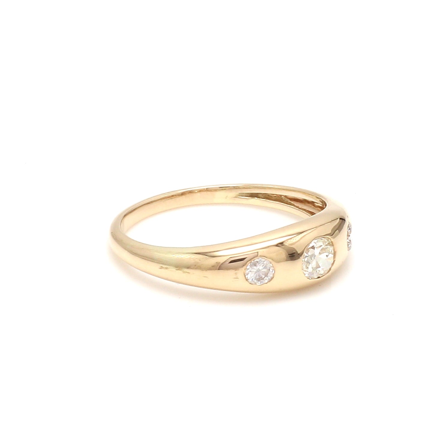 Diamond Oval Three Stone Chunky Ring - qivii