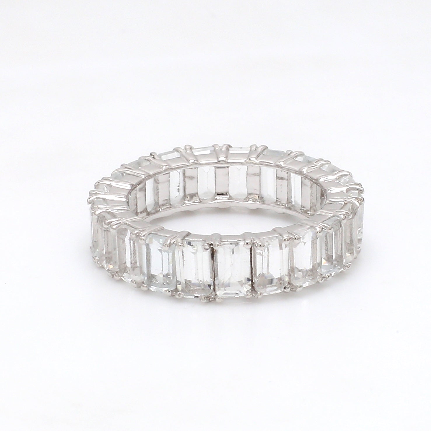White Topaz Emerald Cut Ring - qivii
