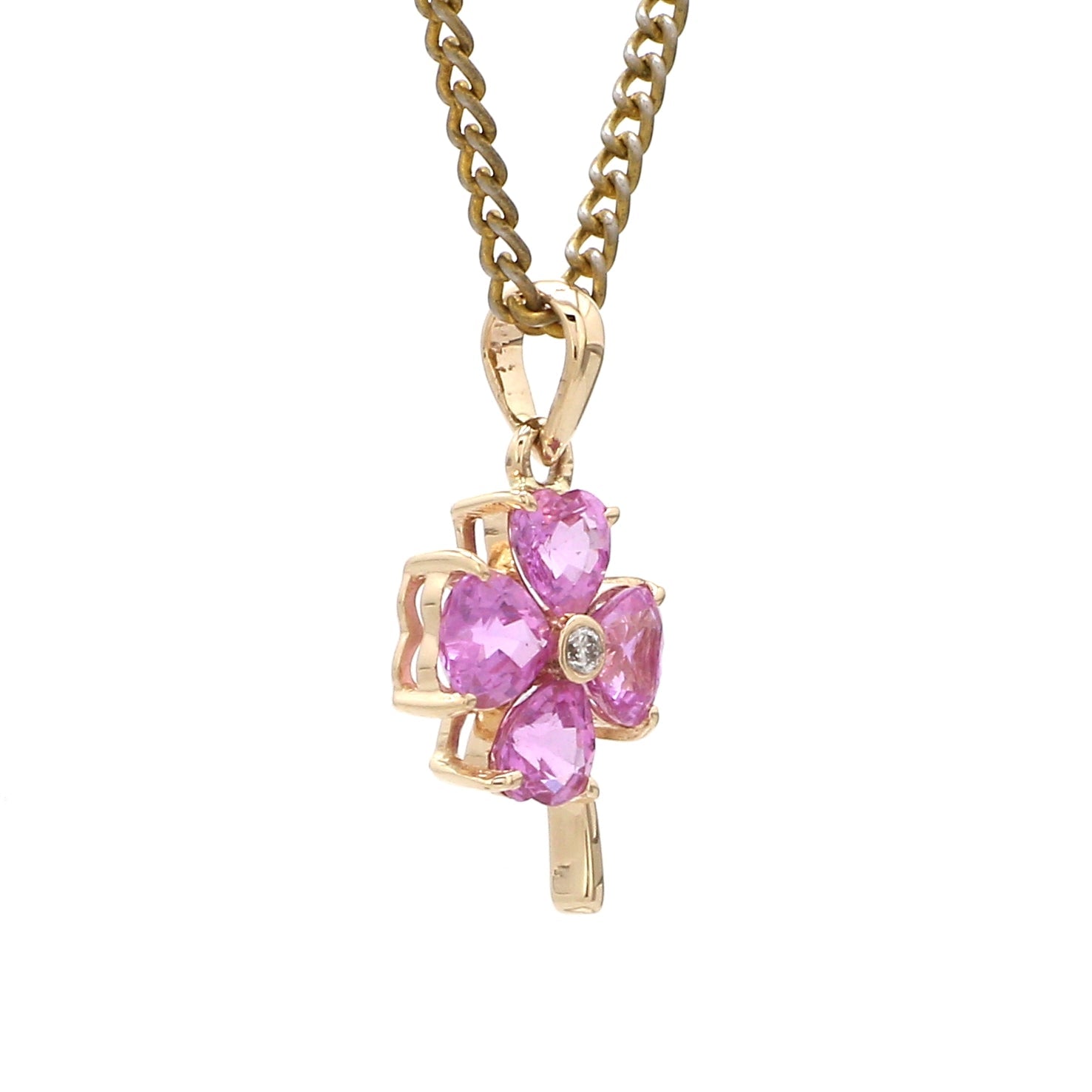 Pink Sapphire Clove Leaf Pendant - qivii