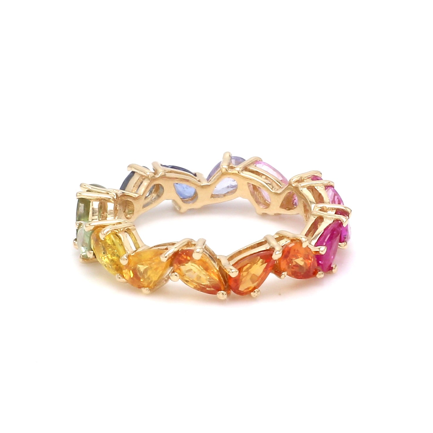 Rainbow Sapphire Pear Zig Zag Ring