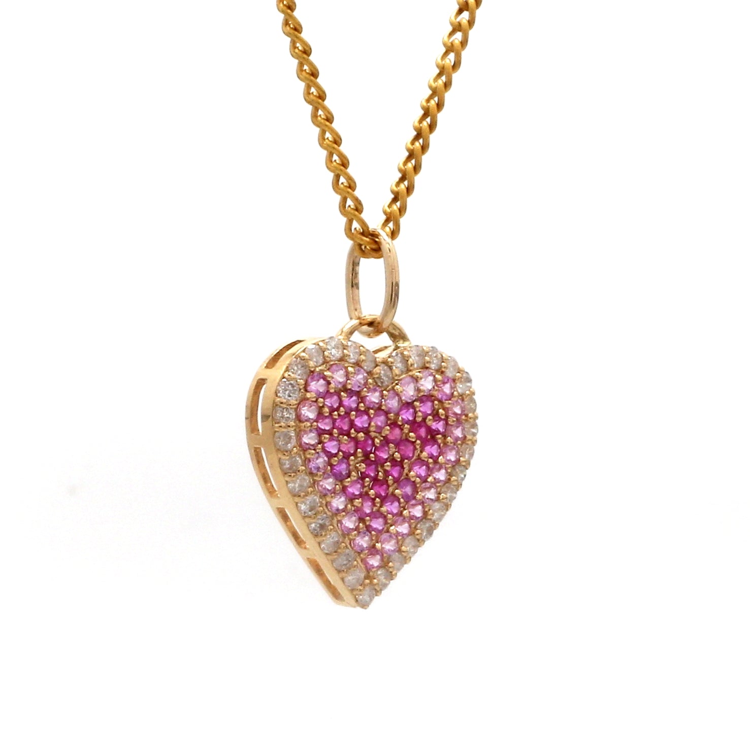 Pink Sapphire With Diamond Heart Pendant - qivii