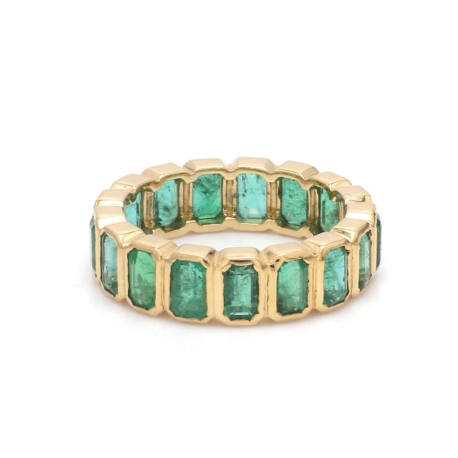 Emerald Bezel Set Emerald Cut Ring - qivii