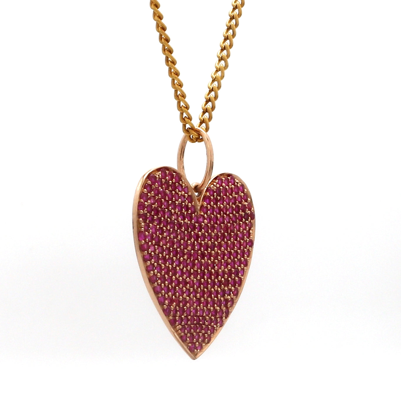 Ruby Carats Heart Pave Pendant Necklace Gold - qivii