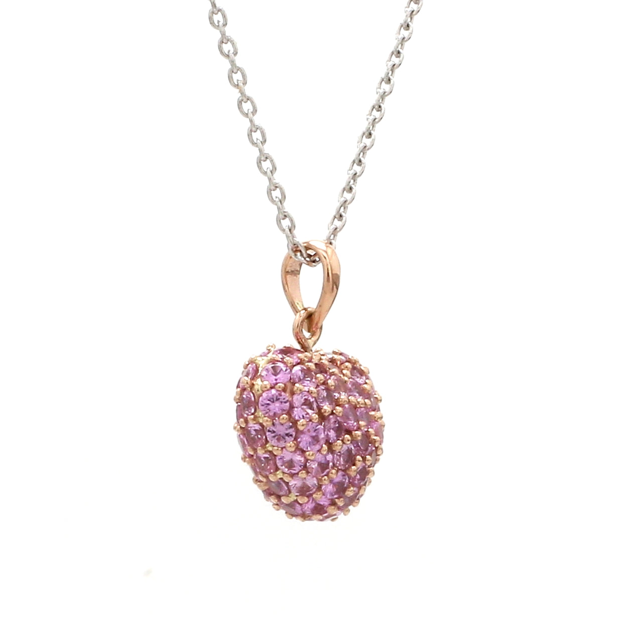 Pink Sapphire Pave Heart Pendant - qivii
