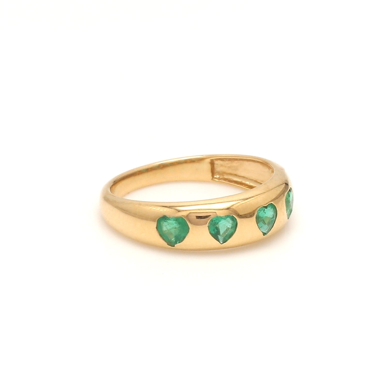 Emerald Five Heart Chunky Ring - qivii