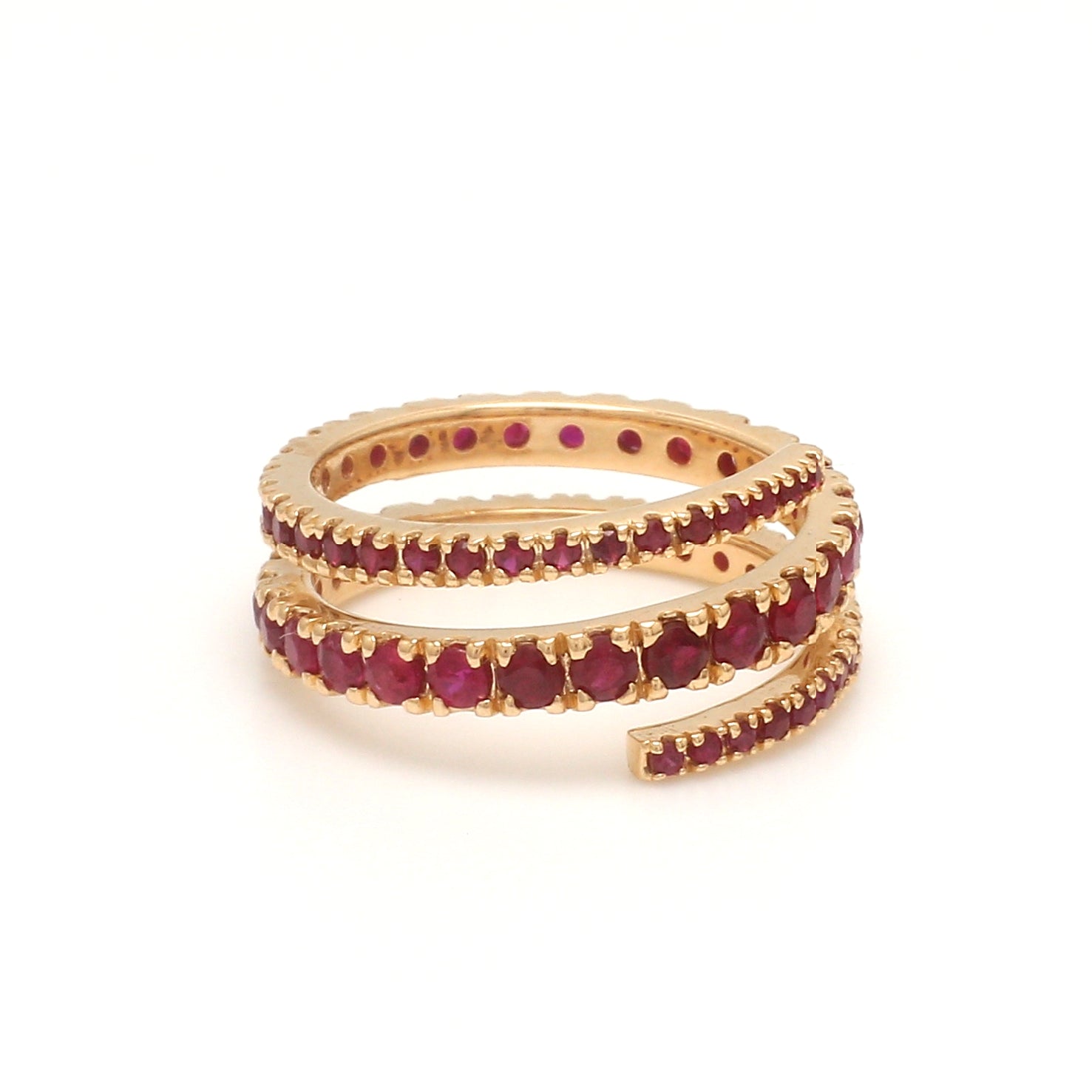 Ruby Round Spiral Ring - qivii