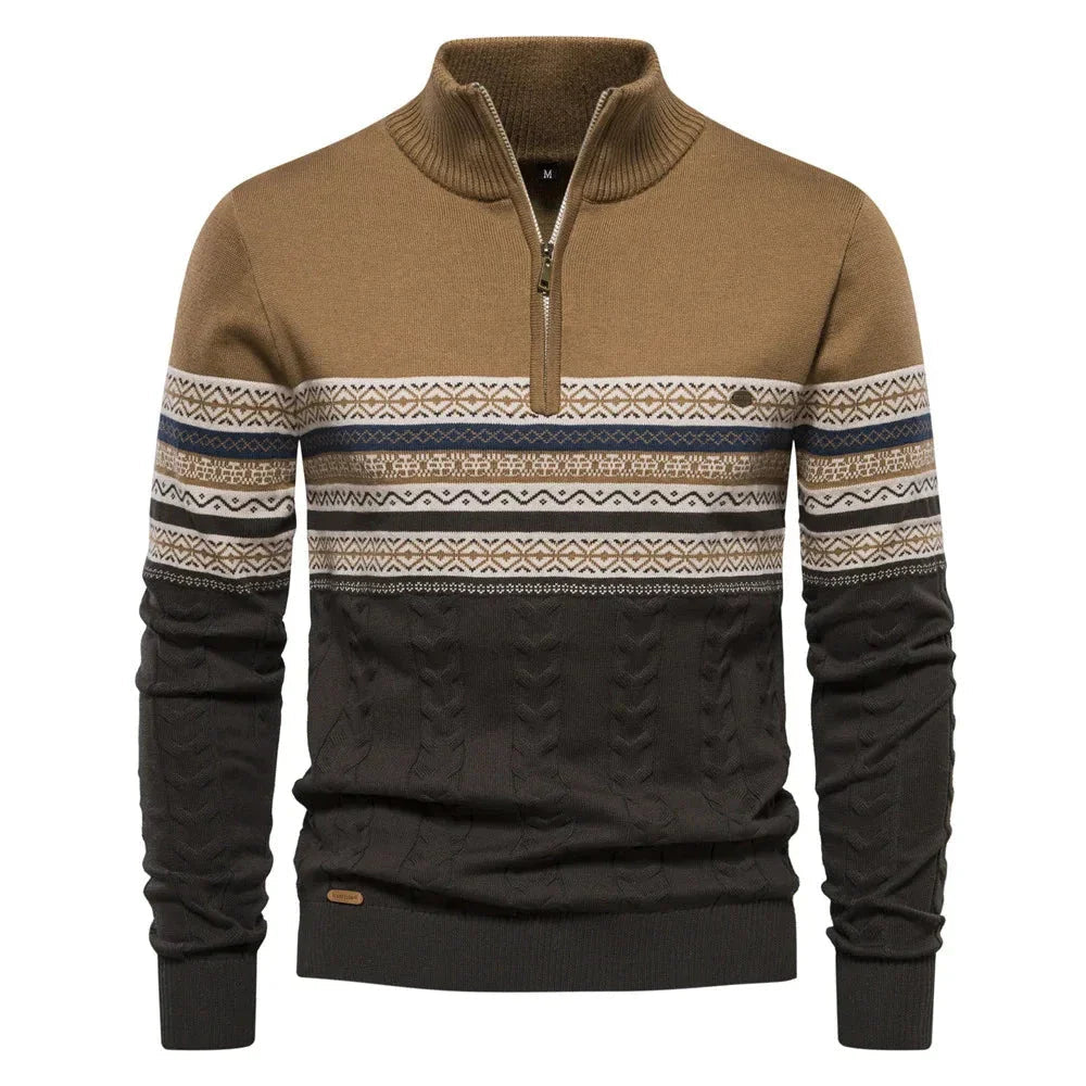 Henry™ - Stijlvolle Fair Isle Half Zip Trui - By Qivii