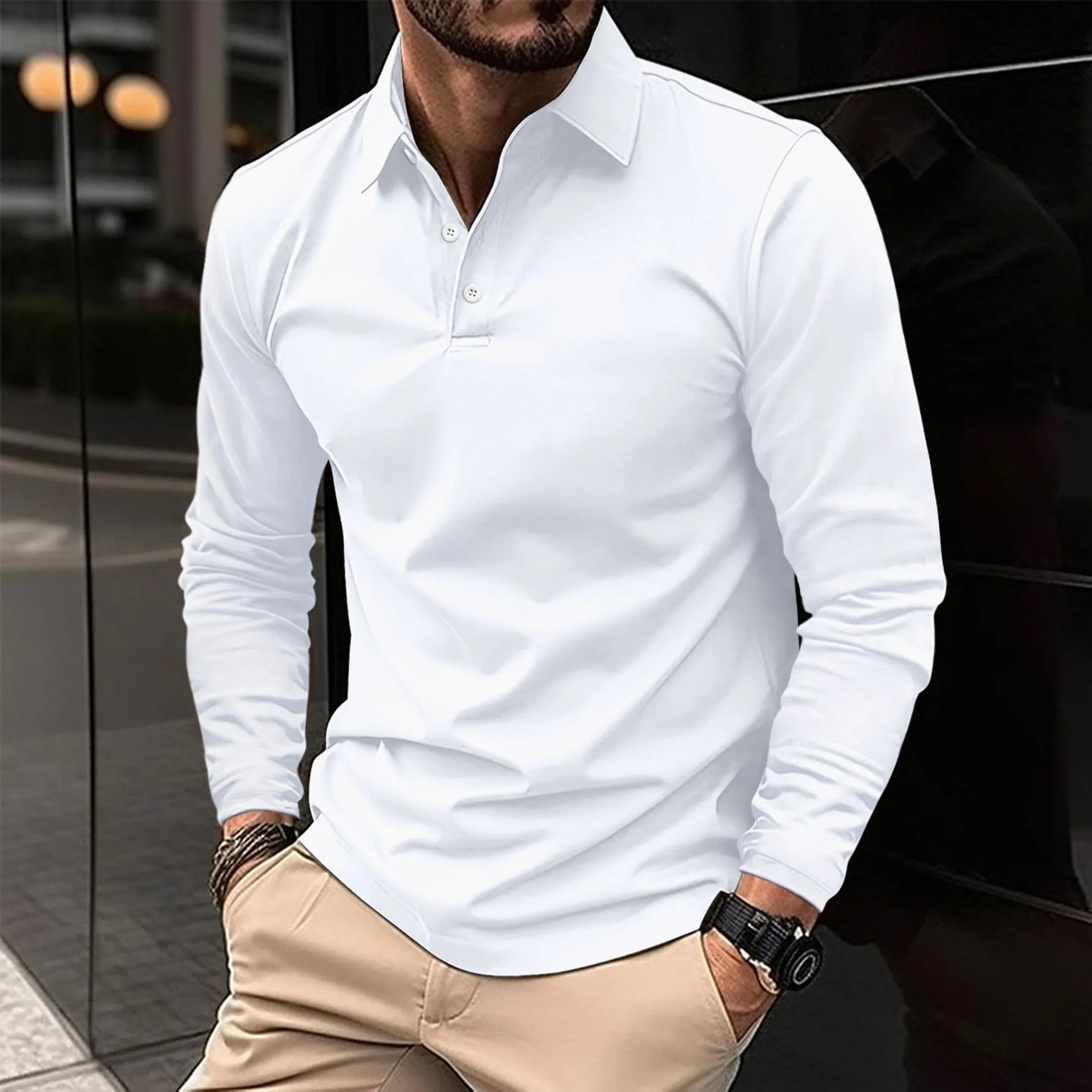 Ethan™ - Casual Poloshirt met Lange Mouwen - By Qivii
