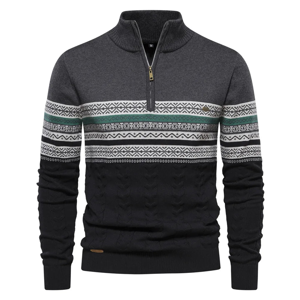 Henry™ - Stijlvolle Fair Isle Half Zip Trui - By Qivii