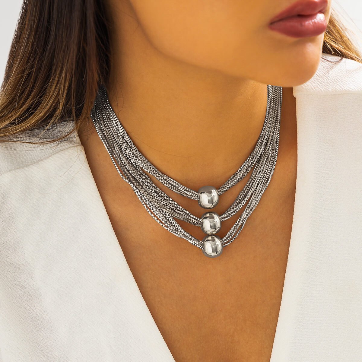 Aria Elegant Sphere Necklace - By Qivii