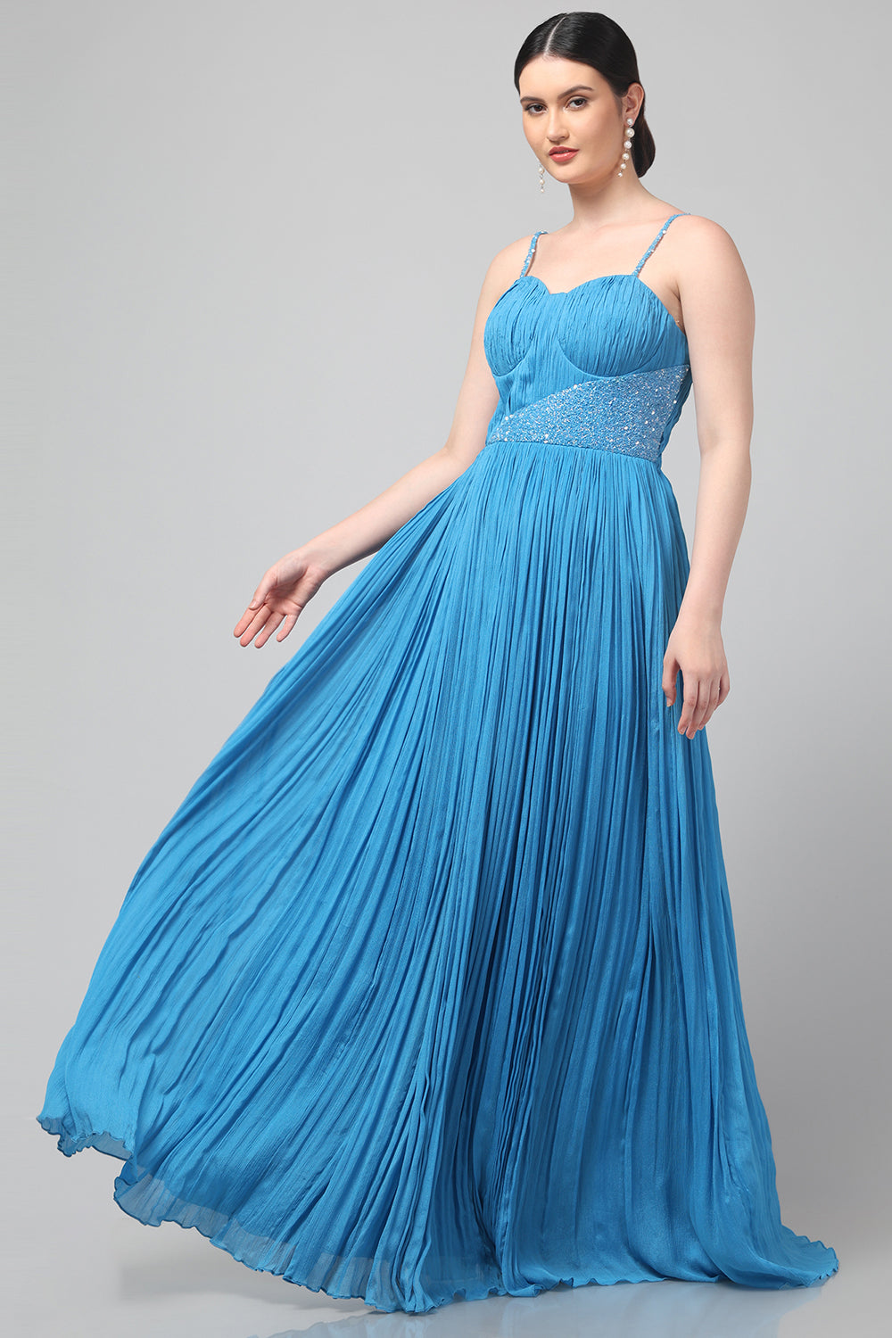 Sky Blue Strap Gown