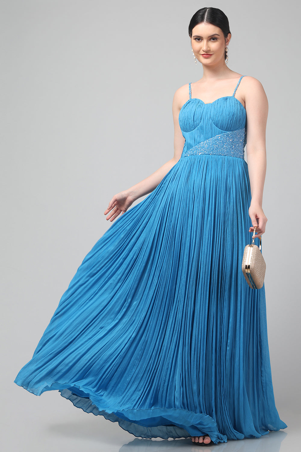 Sky Blue Strap Gown