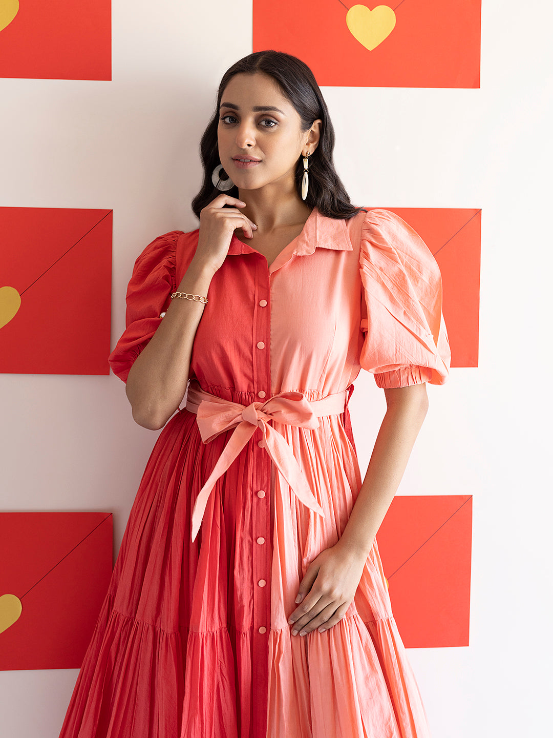 Sun Kissed Coral Midi Dress - By Ragavi - qivii