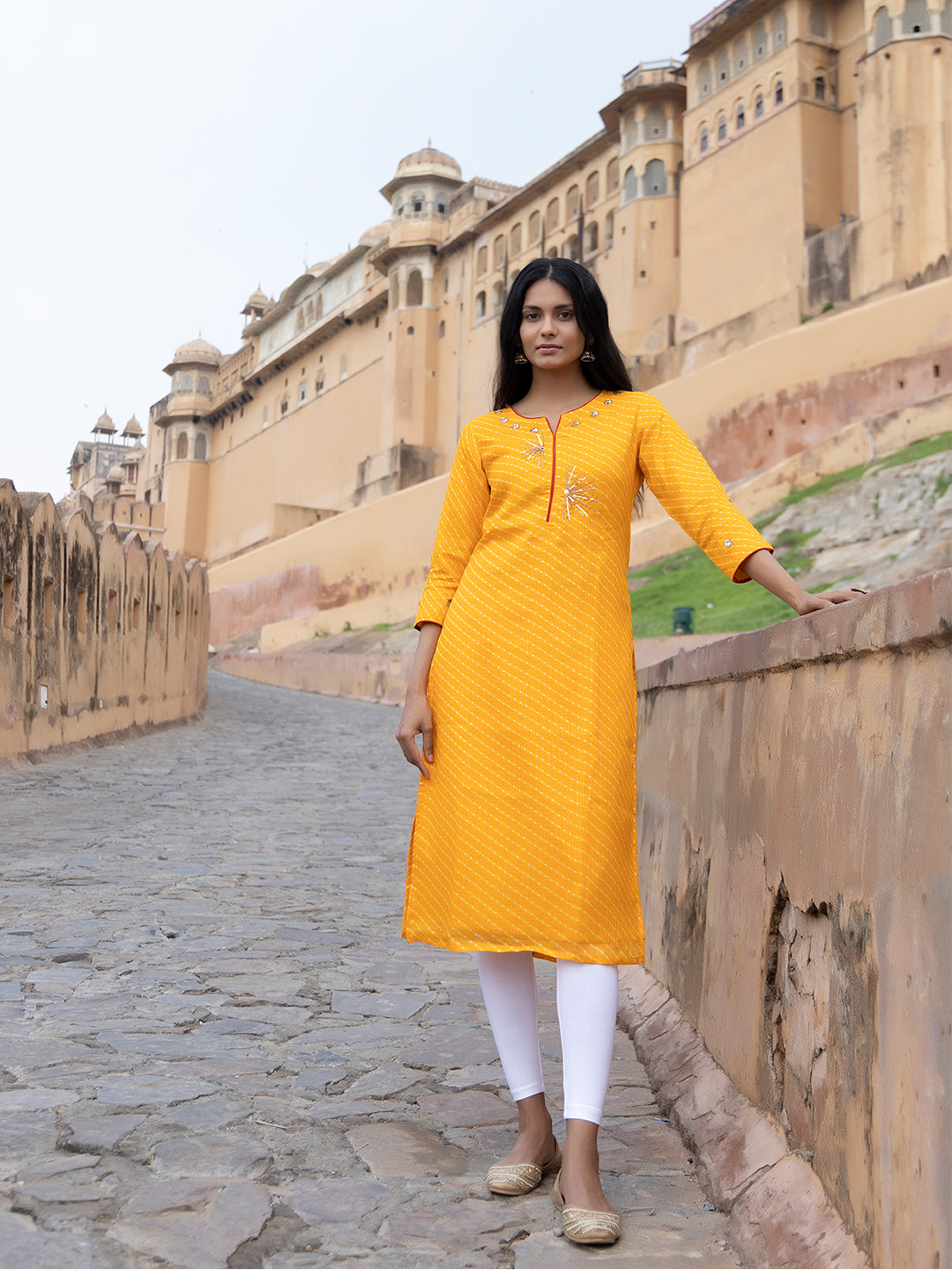 Sunshine Yellow Leheriya Kurta - By Ragavi - qivii