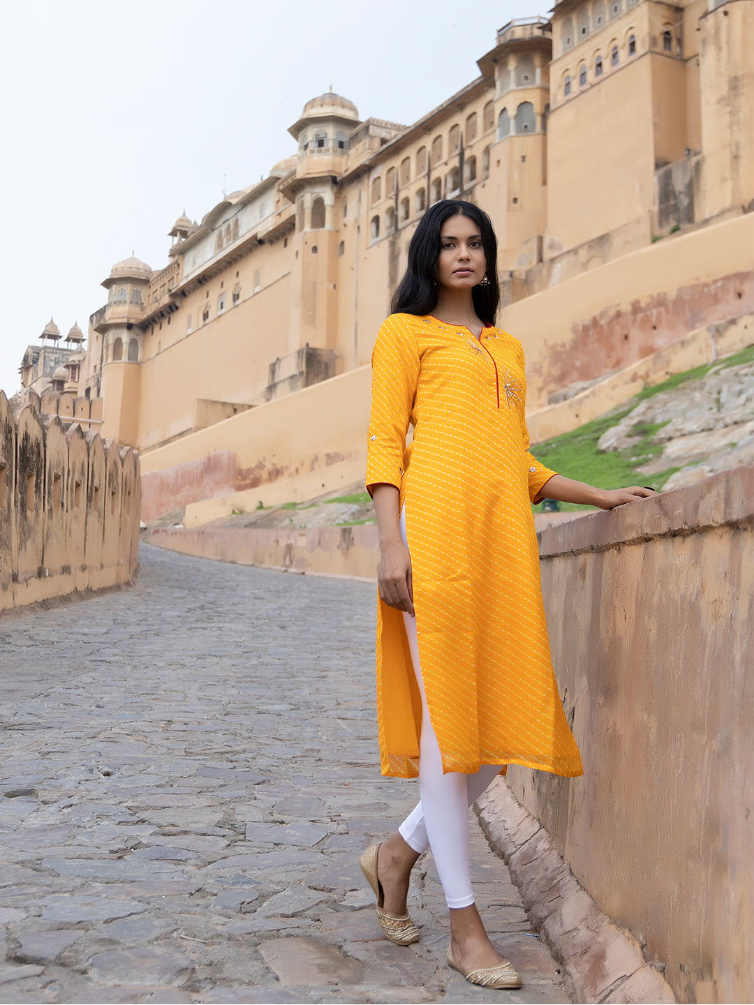 Sunshine Yellow Leheriya Kurta - By Ragavi - qivii