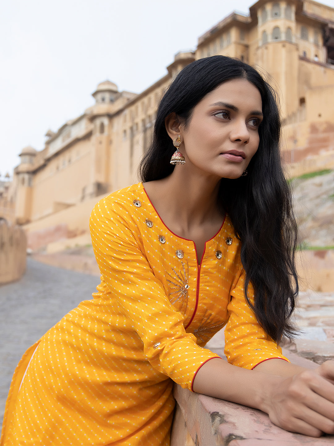 Sunshine Yellow Leheriya Kurta - By Ragavi - qivii