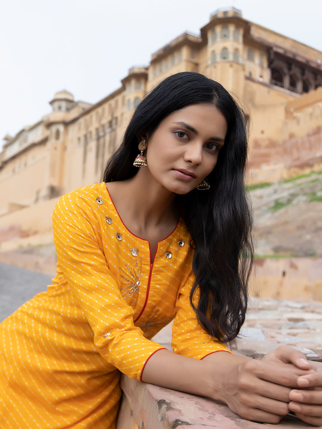 Sunshine Yellow Leheriya Kurta - By Ragavi - qivii