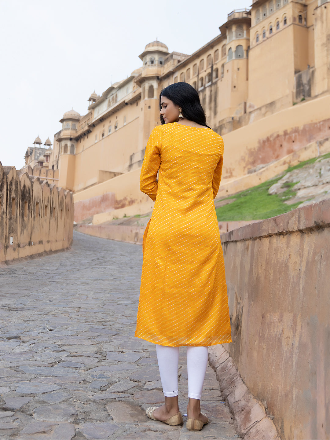 Sunshine Yellow Leheriya Kurta - By Ragavi - qivii