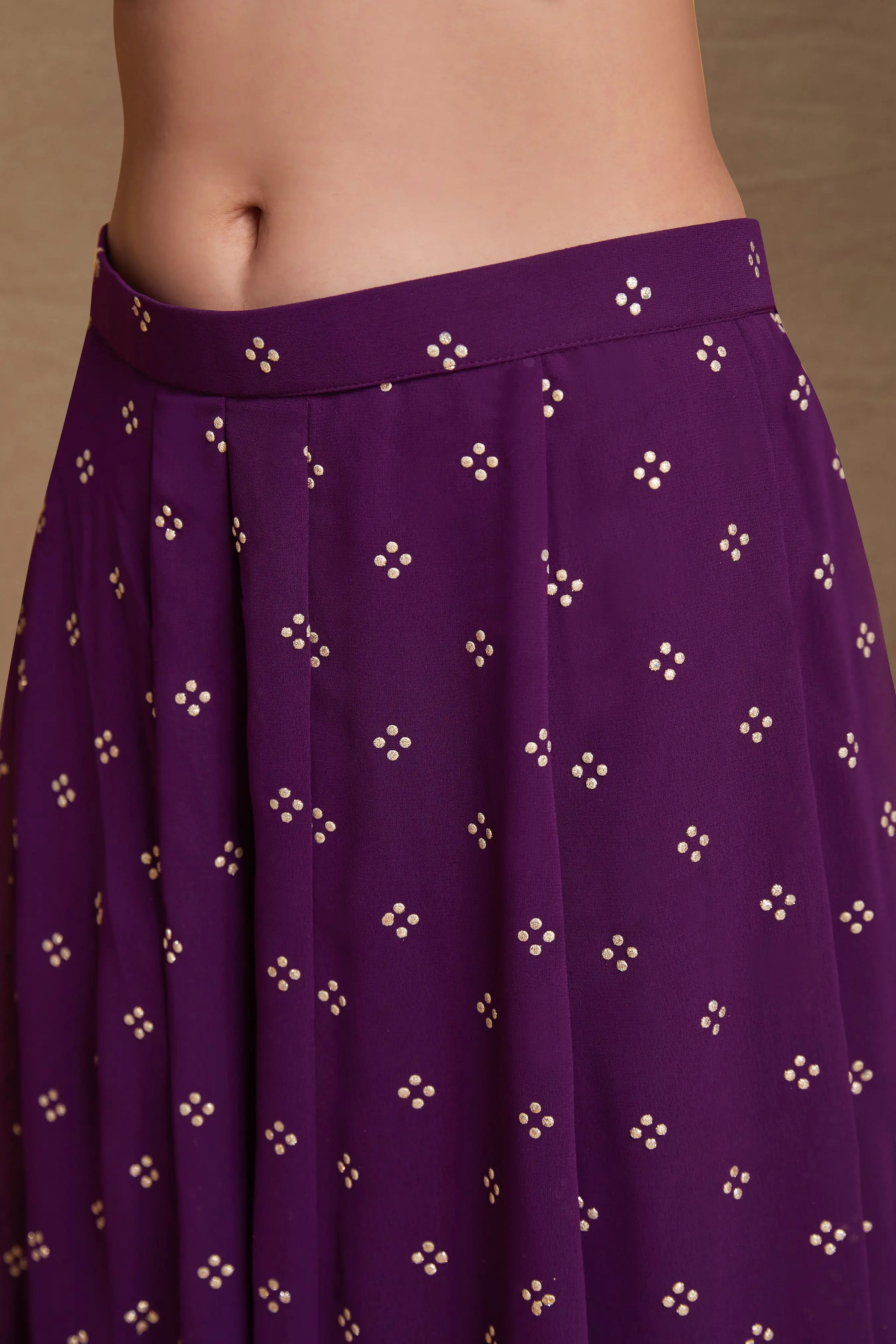 Light Purple Silk With Handwork Co-ord Set - qivii