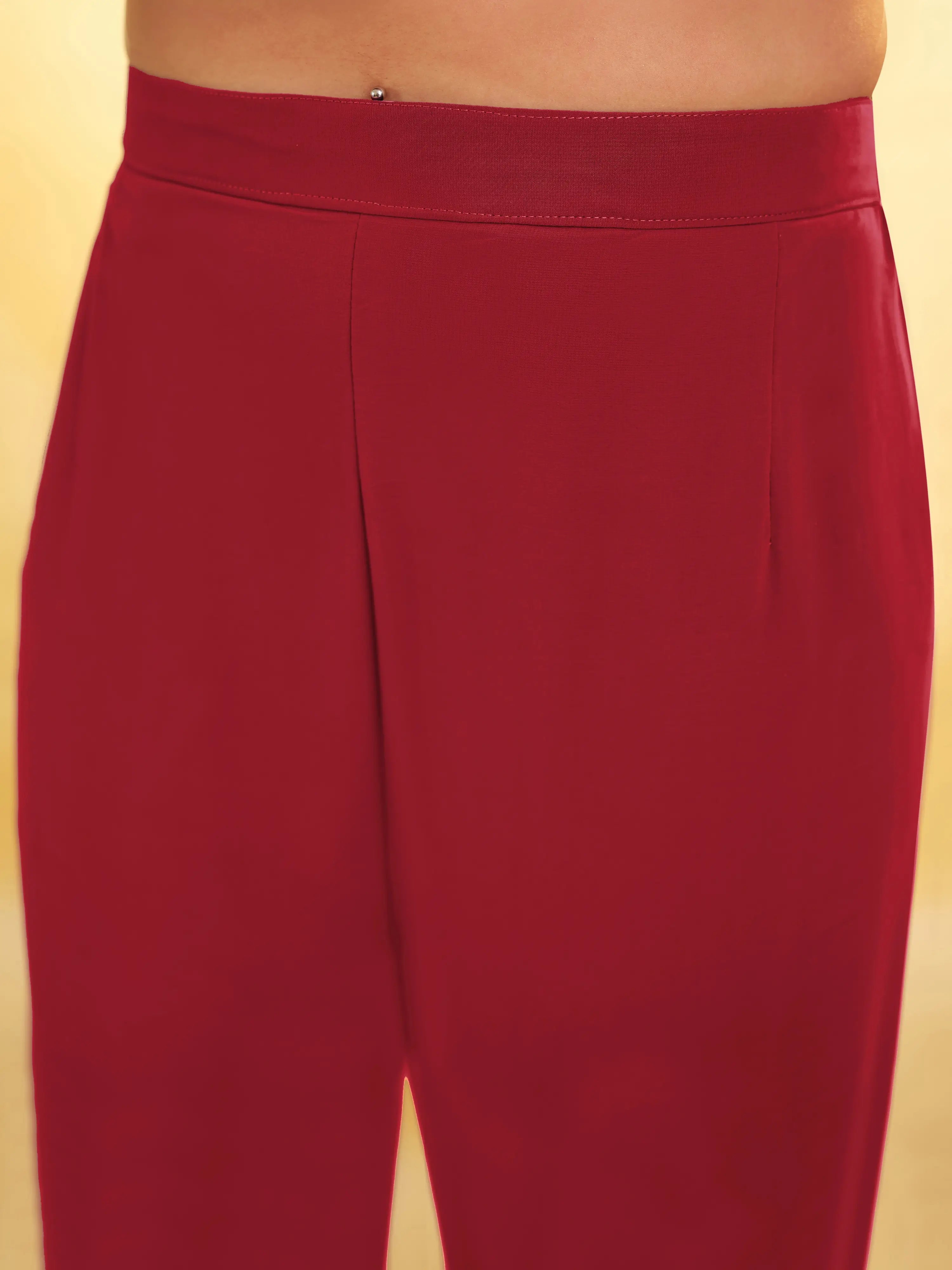 Red Georgette Salwar Suit With Dupatta - qivii