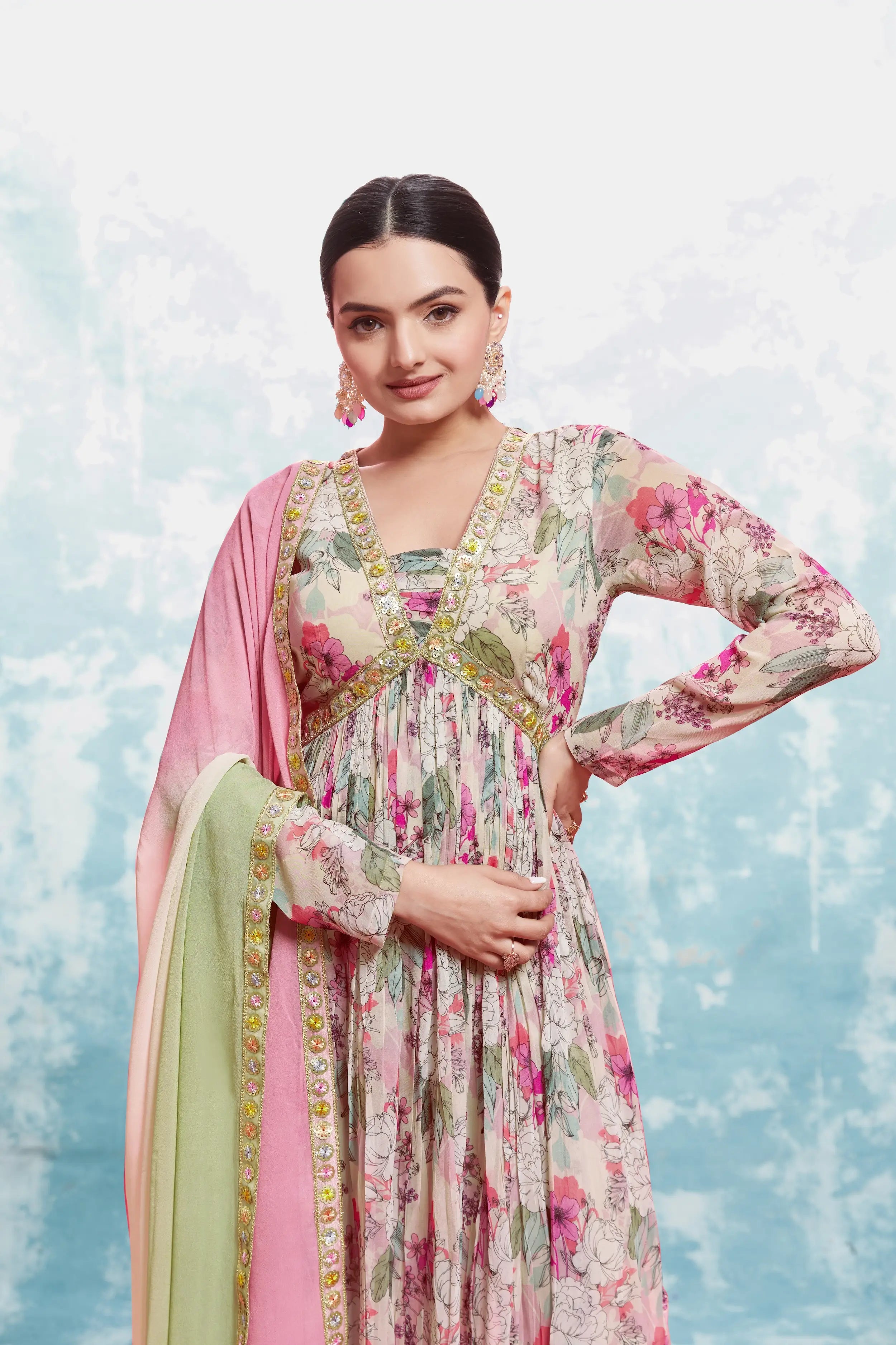 Light Pink Printed And Embroidery Salwar Suit - qivii