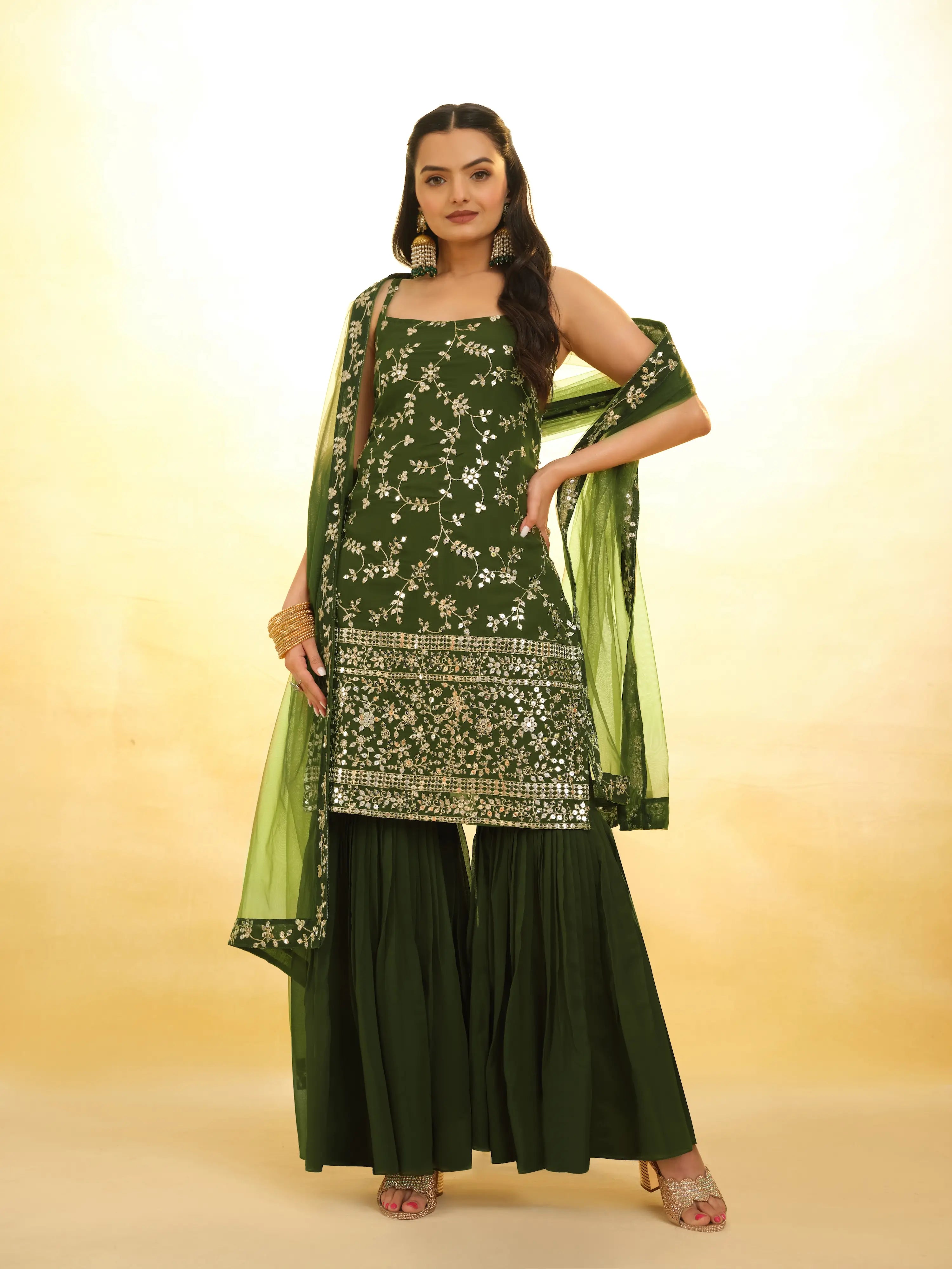 Rangoon Green Georgette Salwar Suit - qivii