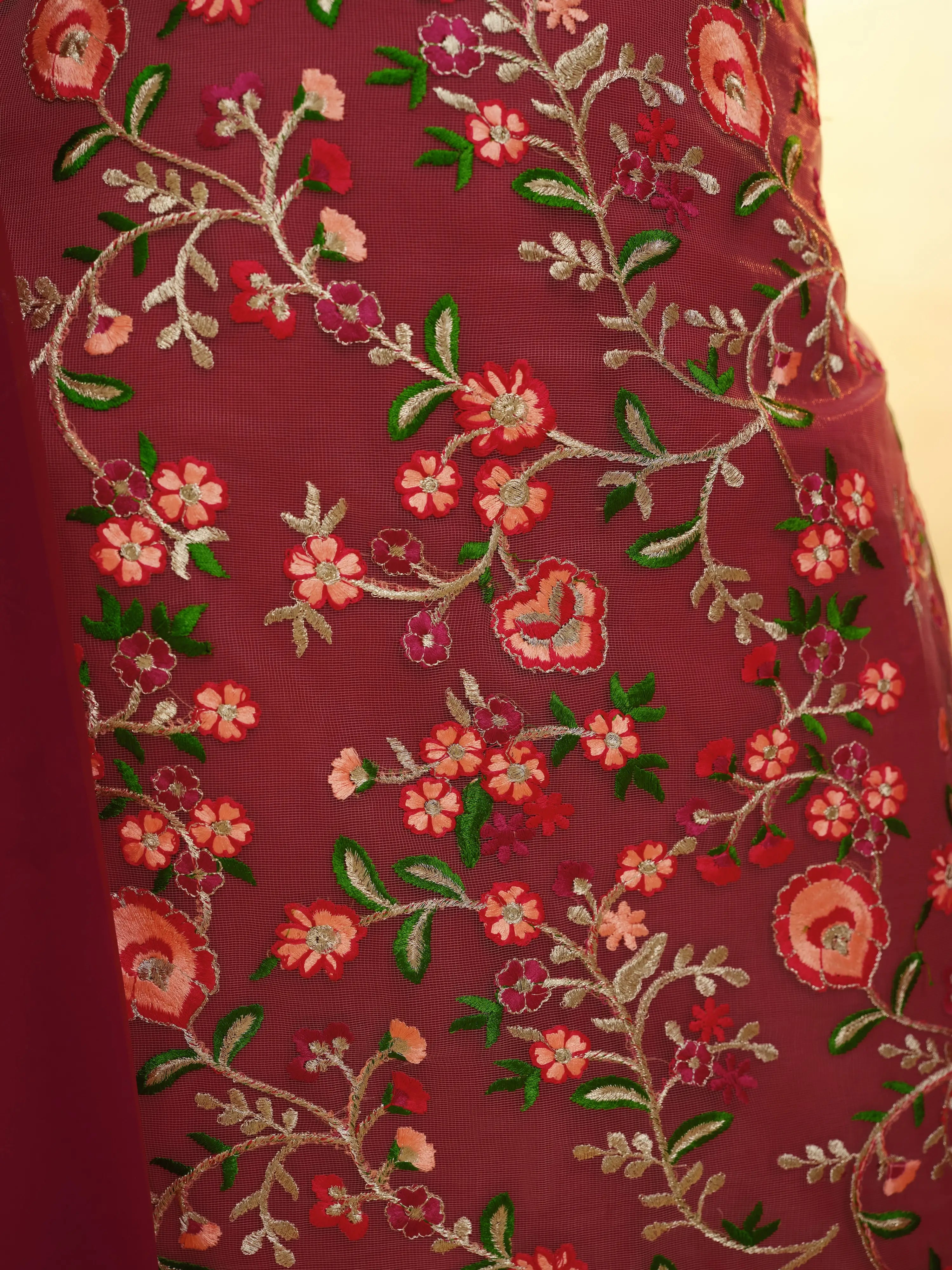 Cherry Red Georgette Salwar Suit With Dupatta - qivii