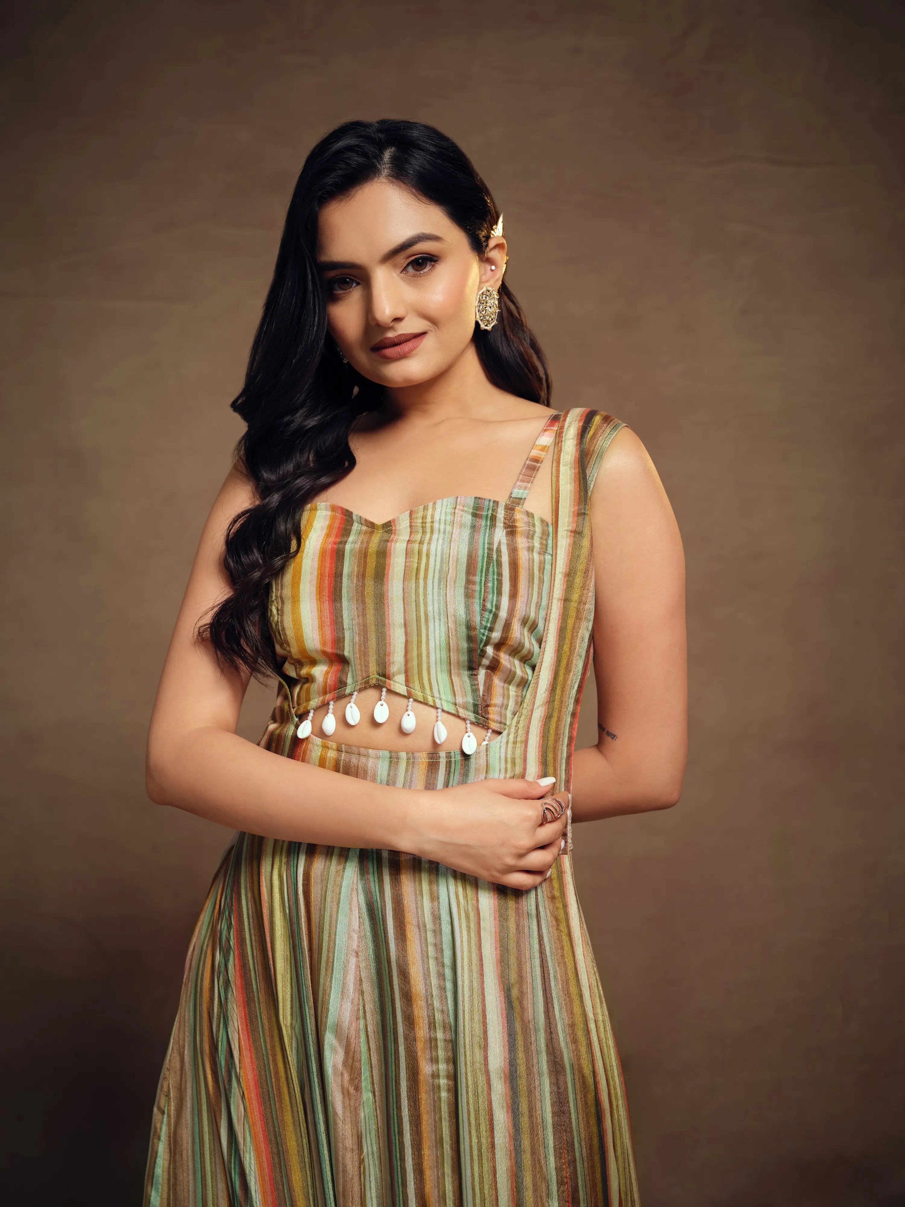 Multicolor Printed & Tassels Chinon Silk Co-ord Set - qivii