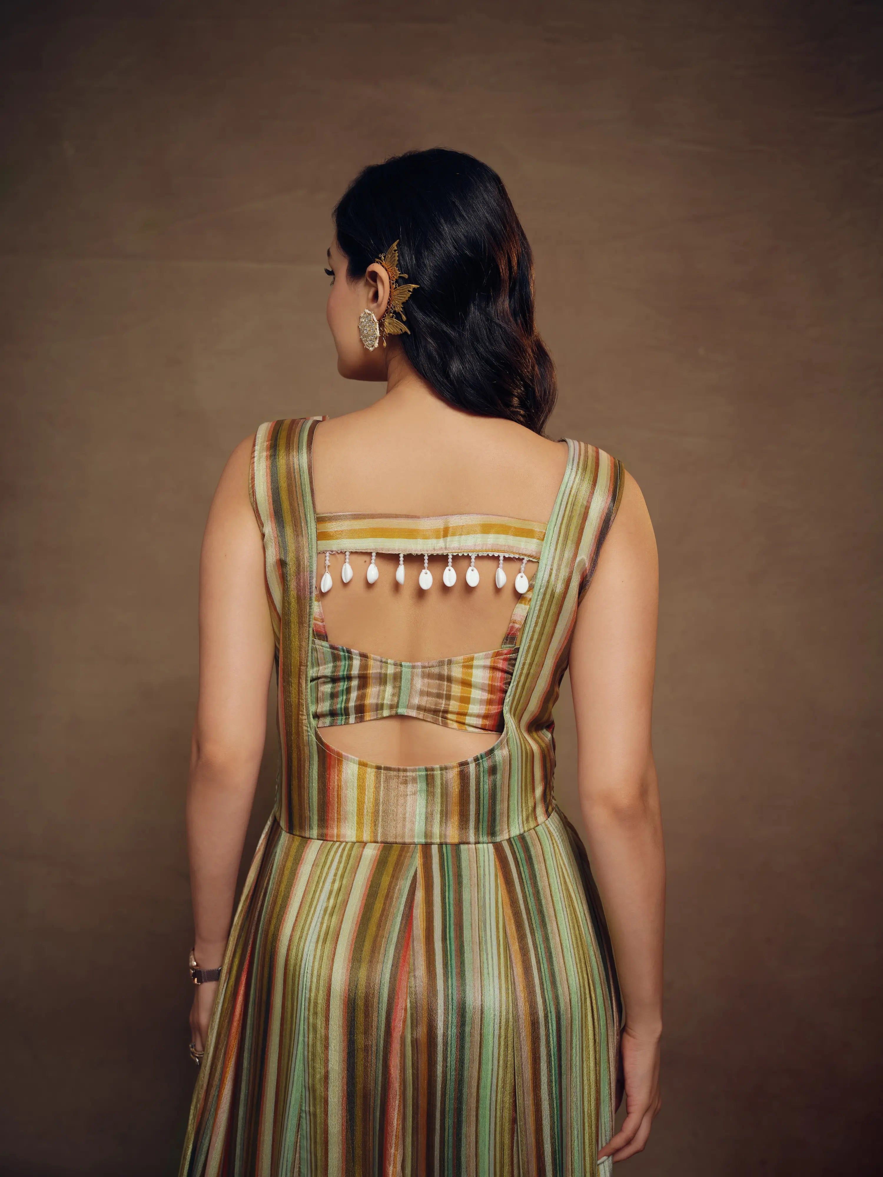 Multicolor Printed & Tassels Chinon Silk Co-ord Set - qivii