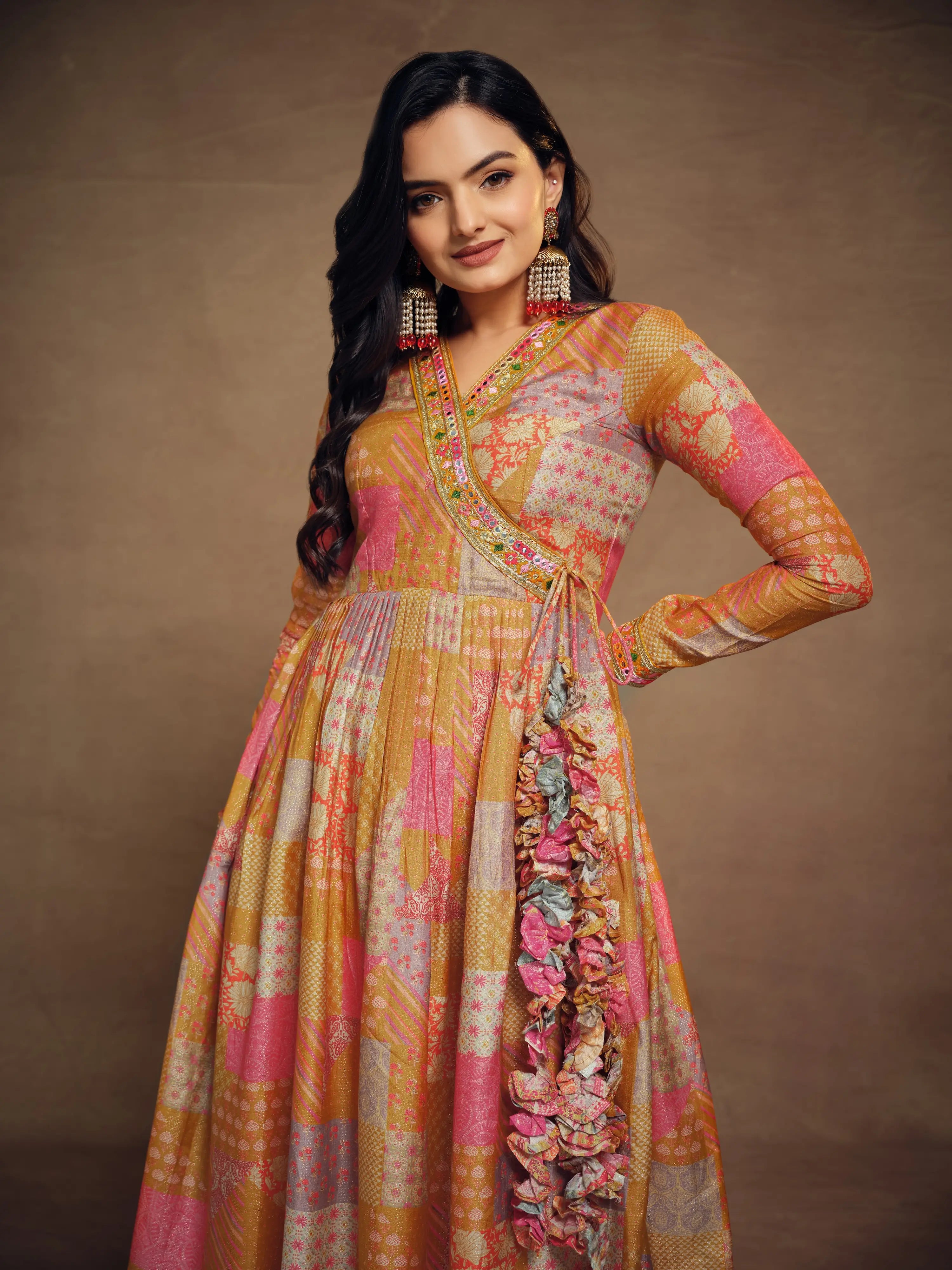 Elegant Mustard Yellow Salwar Suit with printed and embroidery details