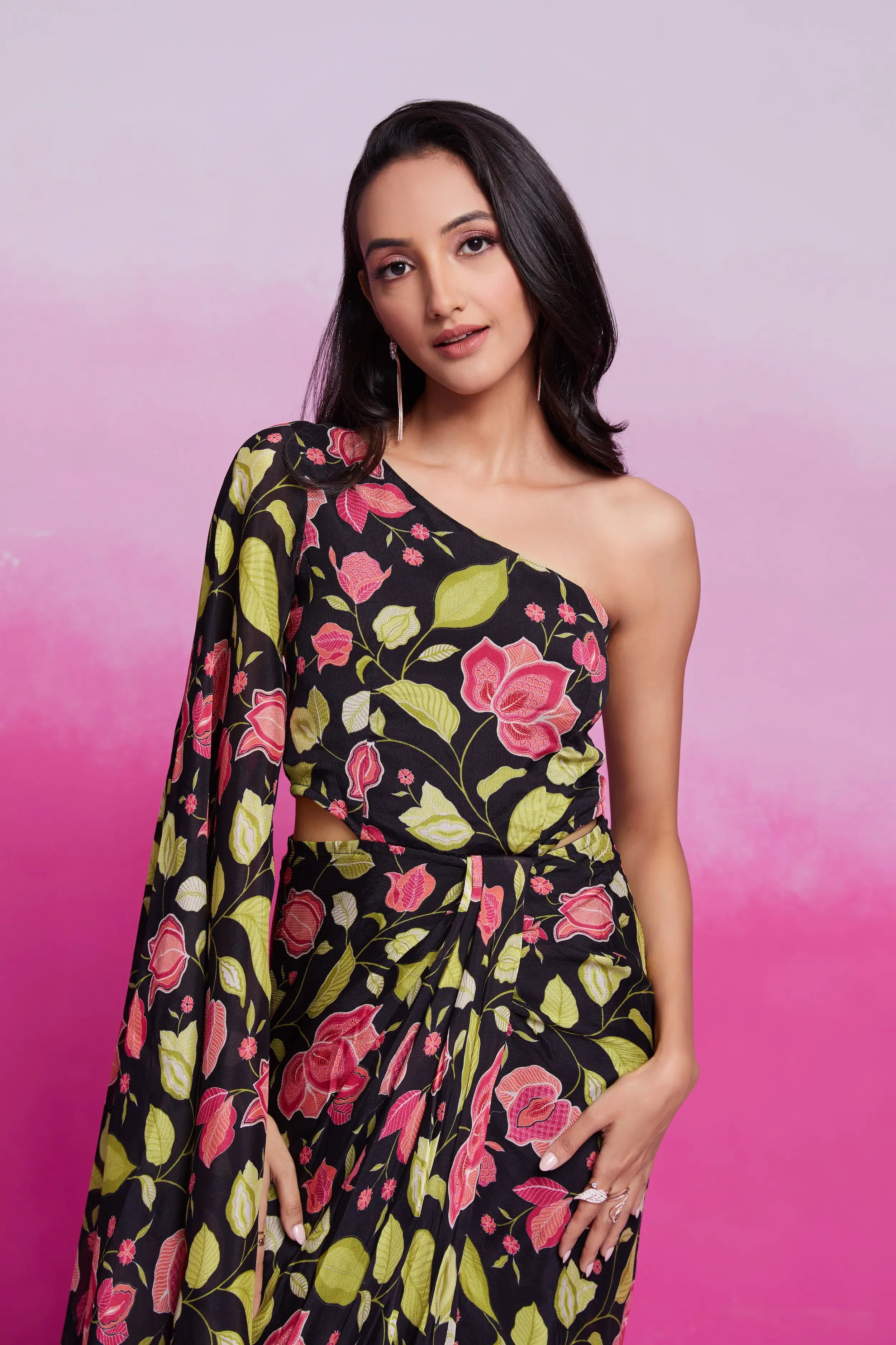 Black Floral Printed Co-ord Set - qivii