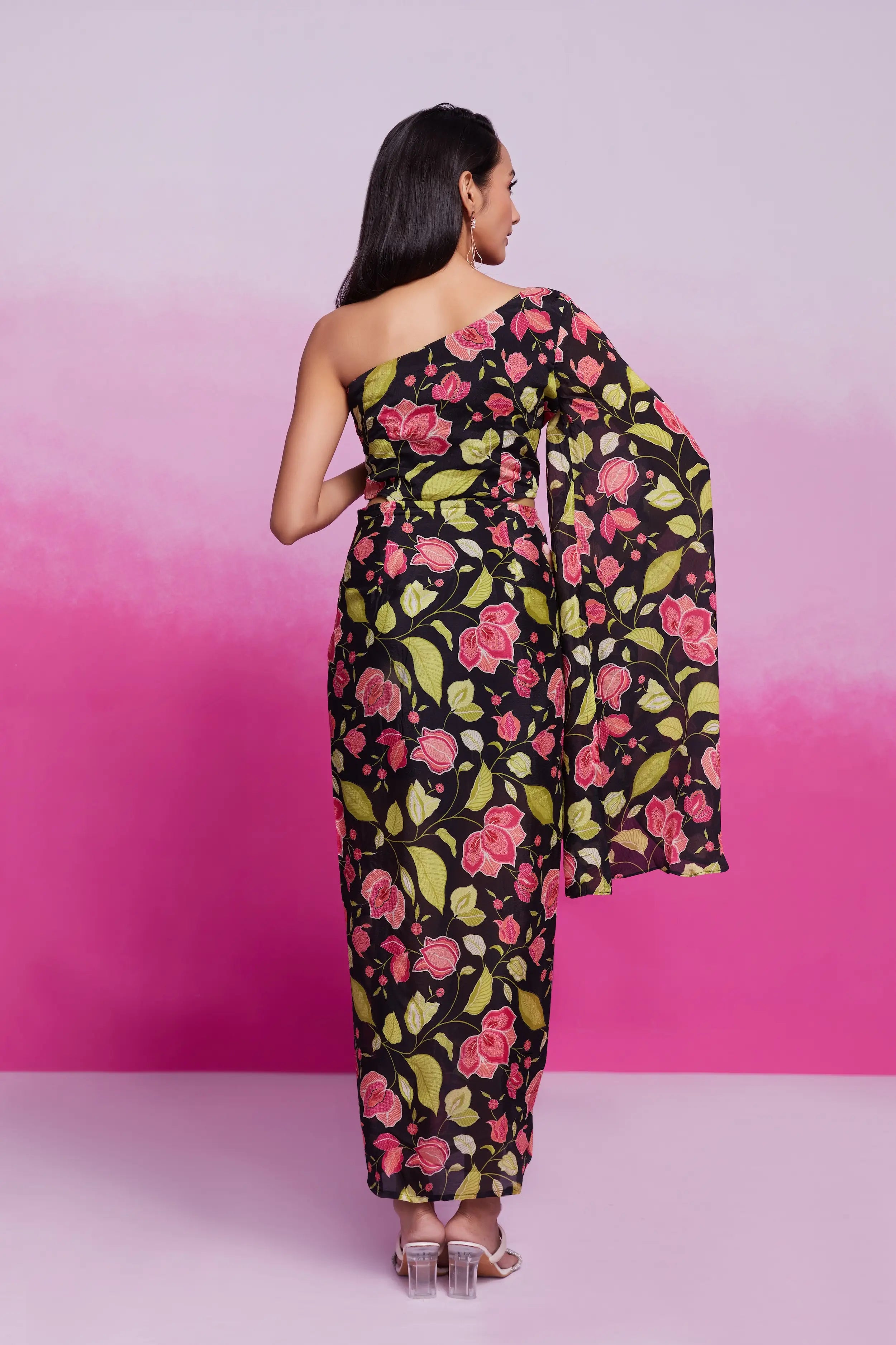 Black Floral Printed Co-ord Set - qivii